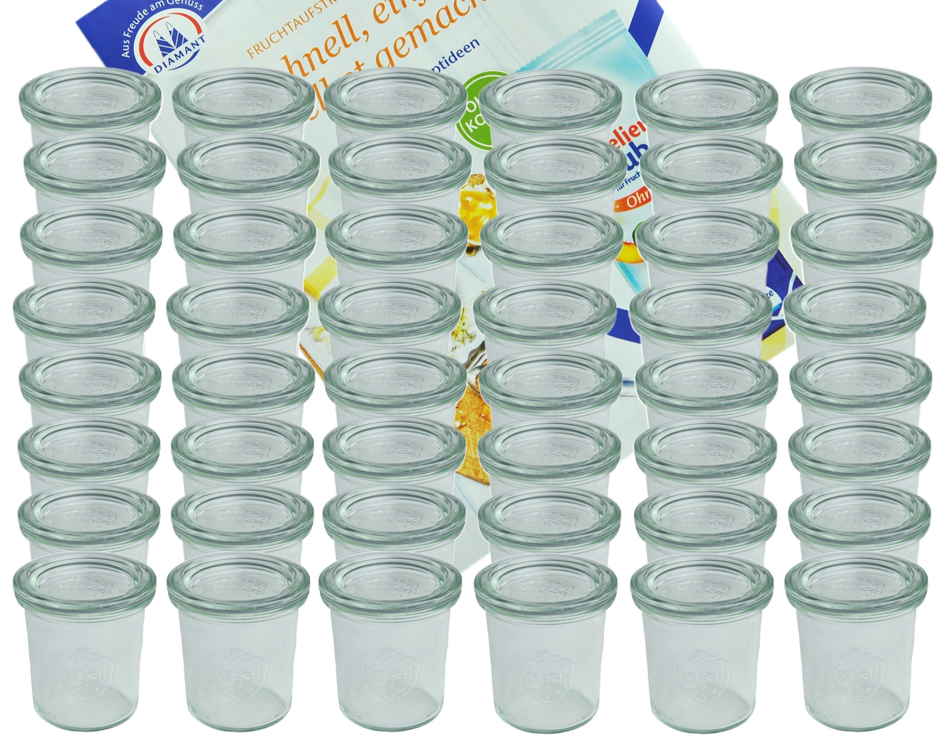 MamboCat Einmachglas 48er Set Weck Gläser 140 ml Sturzgläser mit 48 Glasdeckeln, Glas