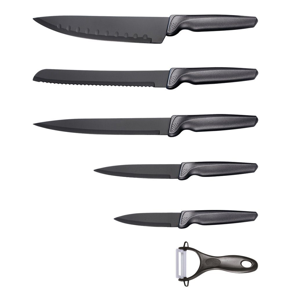 Michelino Messer-Set 6 teiliges Messerset (5 Messer & 1 Sparschäler) Grau