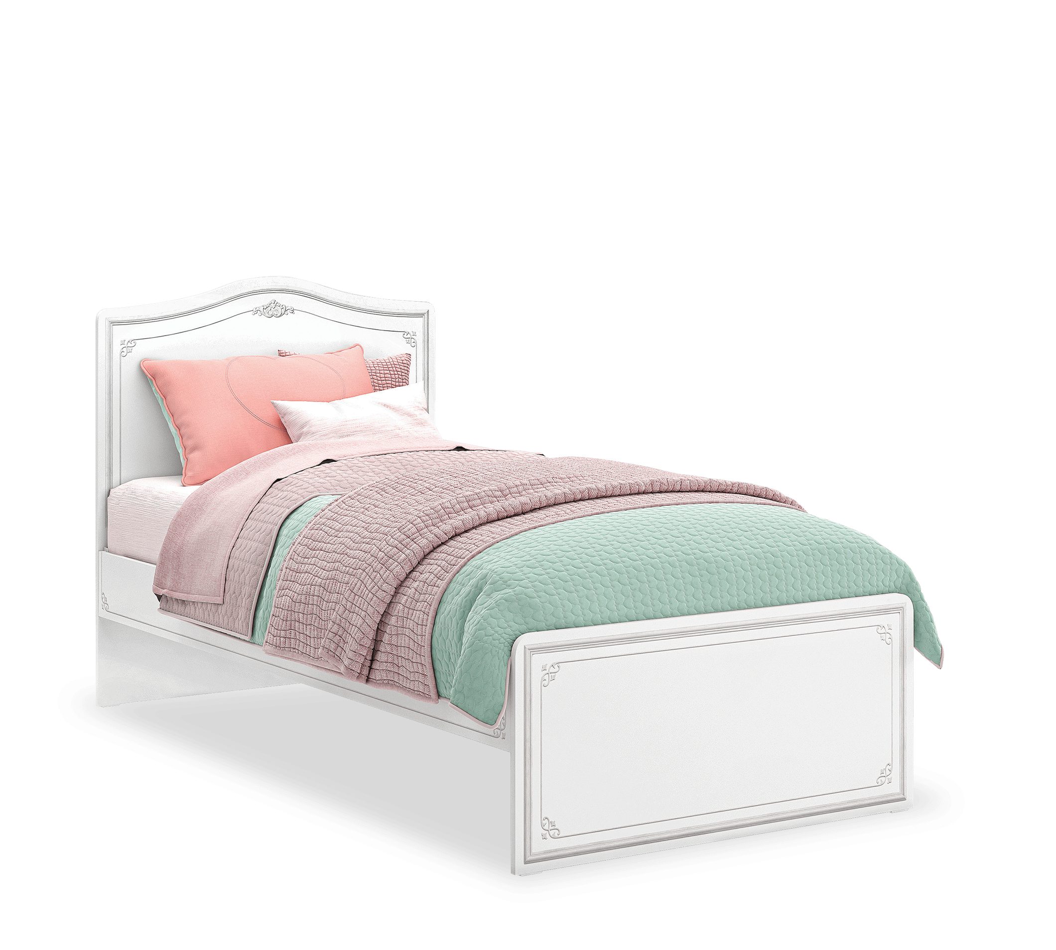 Möbel-Zeit Kinderbett SELENA GREY Bett, 100x200 cm ein Bett für heranwachsende Mädels, eine Liegeplatte ist inklusive, diese wird als Lattenrost verwendet