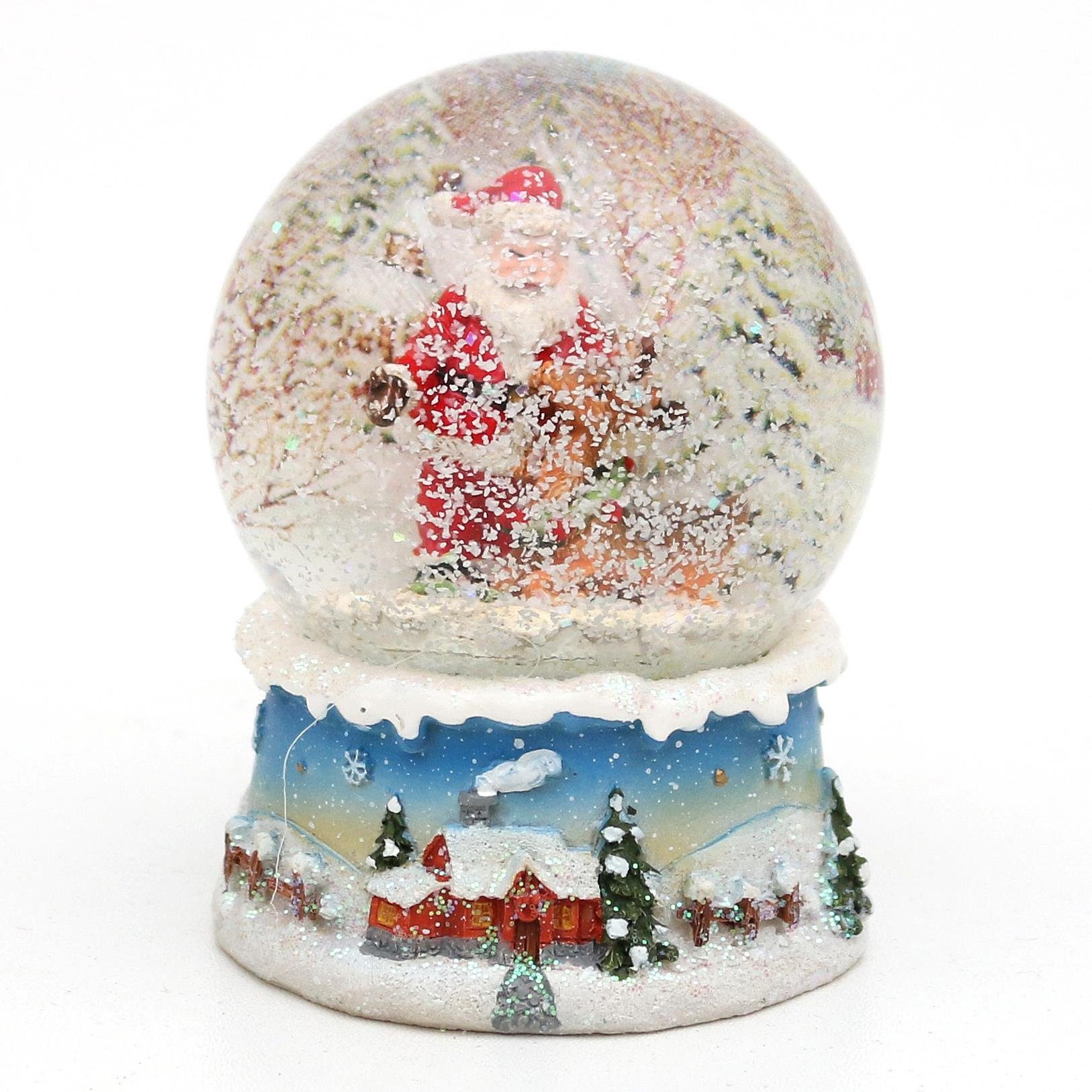 Dekohelden24 Schneekugel Schneekugel, Santa, Maße H/B/Ø Kugel: ca. 8,5 x 7 cm/ Ø 6,5 cm. (1 St)
