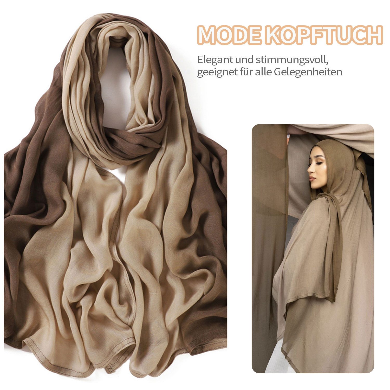 Refttenw Kopftuch Modisches Gradienten-Kopftuch, atmungsaktiv,180*85cm günstig online kaufen