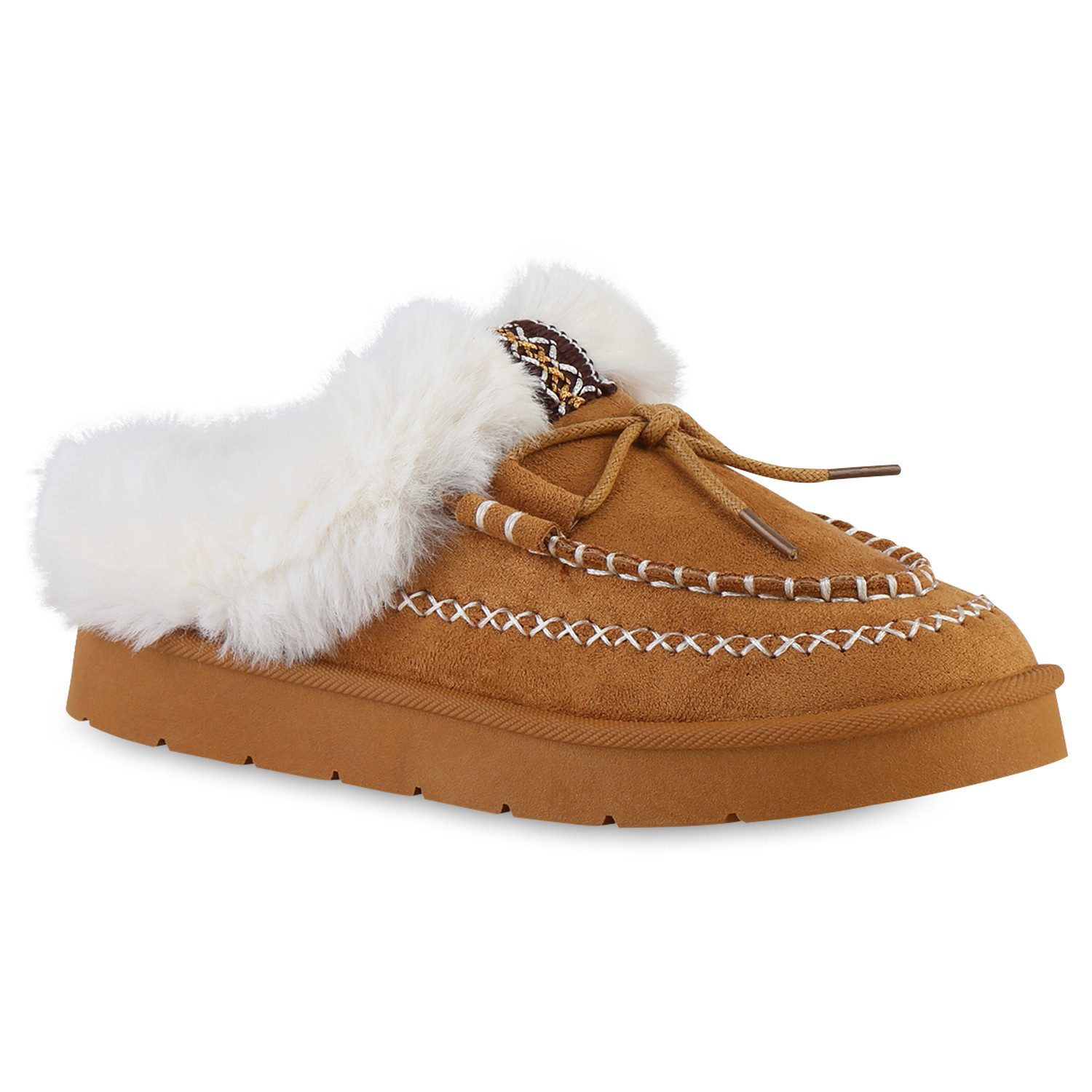 VAN HILL 841826 Hausschuh Damen Warm Gefüttert Pantoffeln Hausschuhe Bequem Kunstfell