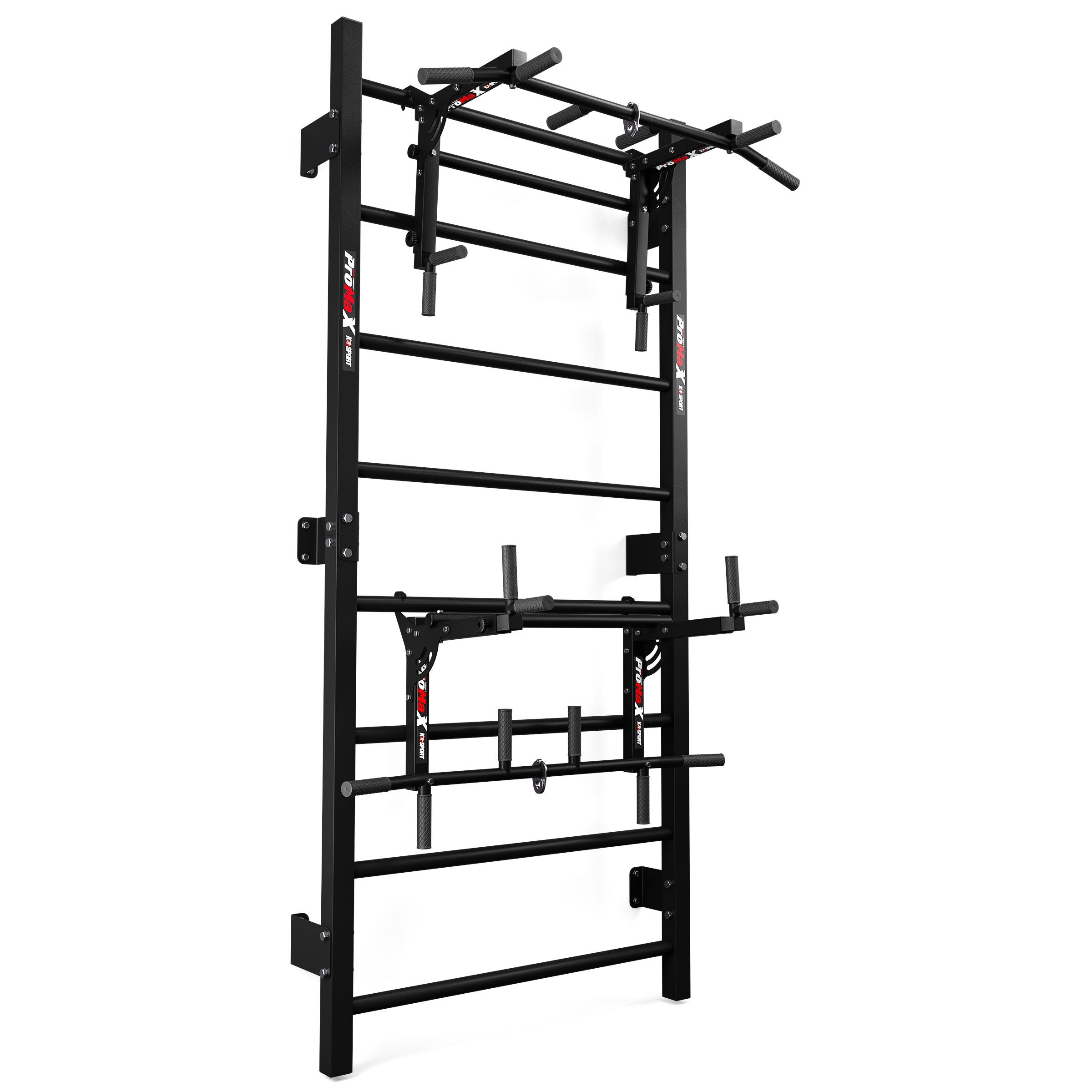 K-SPORT Kraftstation Sprossenwand mit Dip Station & Klimmzugstange, (Kraftstation mit Pull-Up Bar + Dip Stange, bis max. 150 kg), Made in EU!