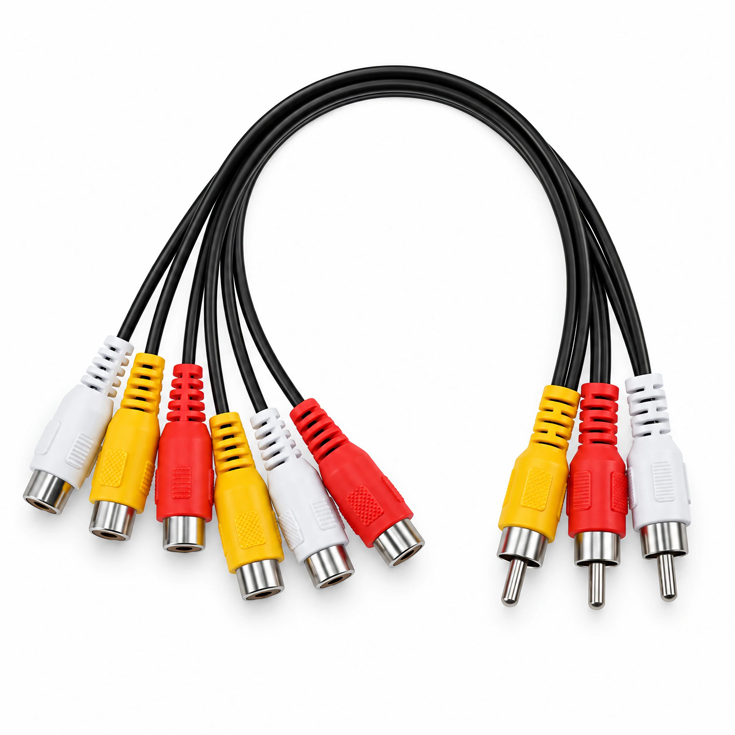 Bolwins D50 Audio Video Splitterkabel 3 Cinch Stecker zu 6 Cinch Buchse Y 30cm Audio- & Video-Kabel, 3×RCA Stecker, 2×3×RCA Buchse (30 cm), Audio- & Video-Signalaufteilung
