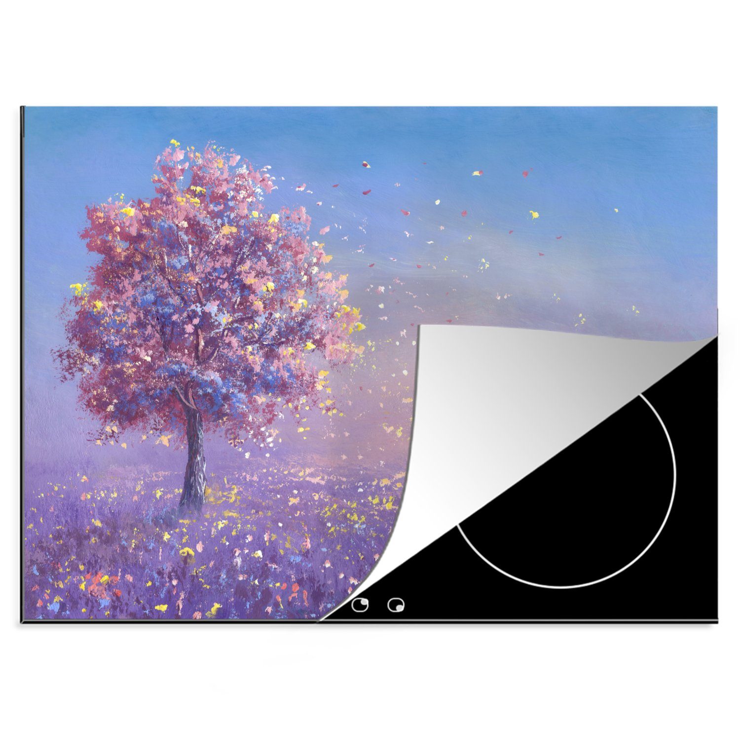 MuchoWow Herdblende-/Abdeckplatte Abstrakte Illustration eines Baumes, Vinyl, (1 tlg), 70x52 cm, Mobile Arbeitsfläche nutzbar, Ceranfeldabdeckung