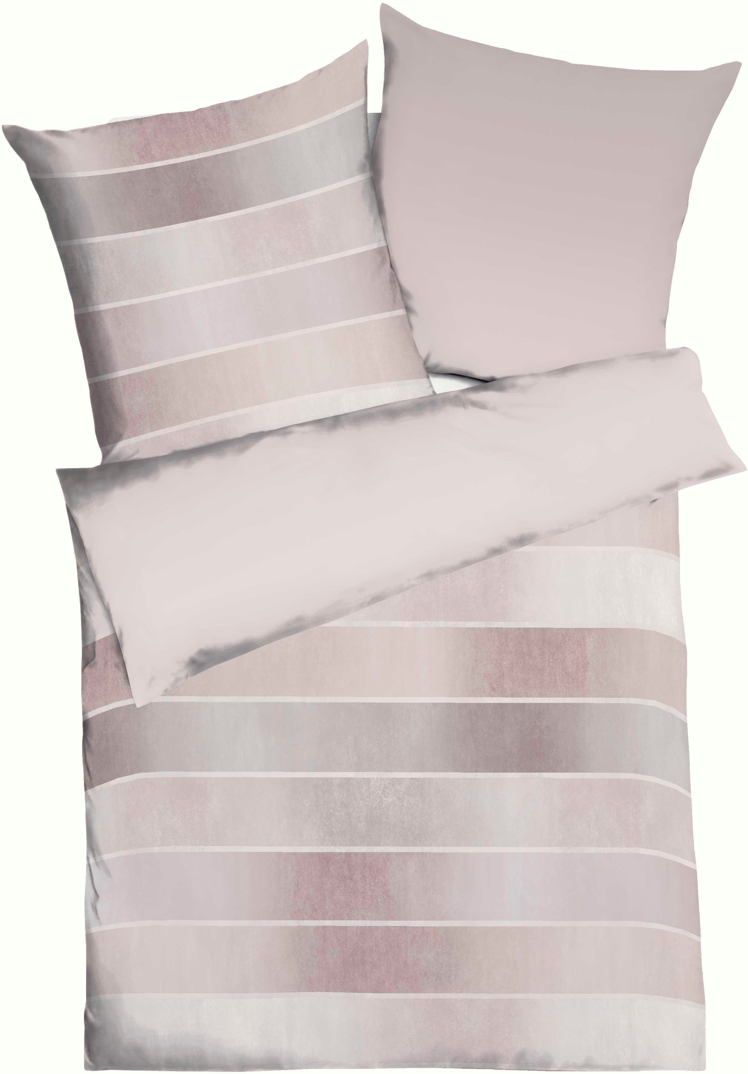 Kaeppel Wendebettwäsche TIMELESS 100% Baumwolle, Mako-Satin, 2 teilig, mit breiten Streifen, Wendeoptik, Markenreißverschluss