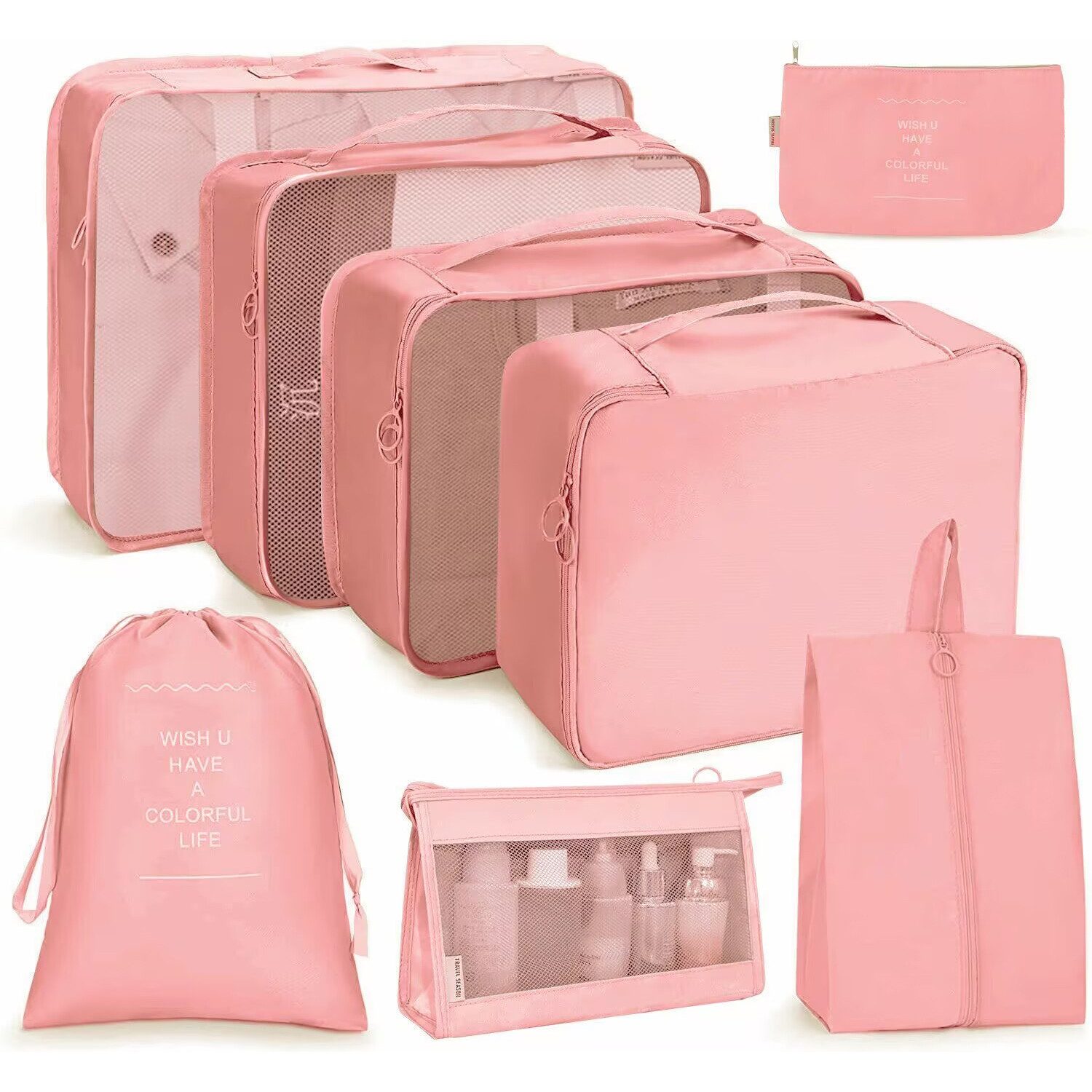 Coonoor Kofferorganizer 8 Teilige Packing Cubes Kleidertaschen Koffer Organizer (8-tlg), für Urlaub und Reisen Packwürfel Set Reise Würfel Ordnungssystem