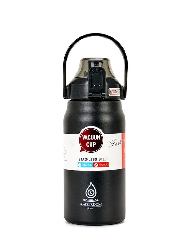 Outdoor Große Isolierflasche kalt,für Büro, heiß/24h Rouemi Wandern, heiß/kalt Schwarz Kapazität Isolierbecher,1000ml 12h Sport, Edelstahl-Thermobecher,