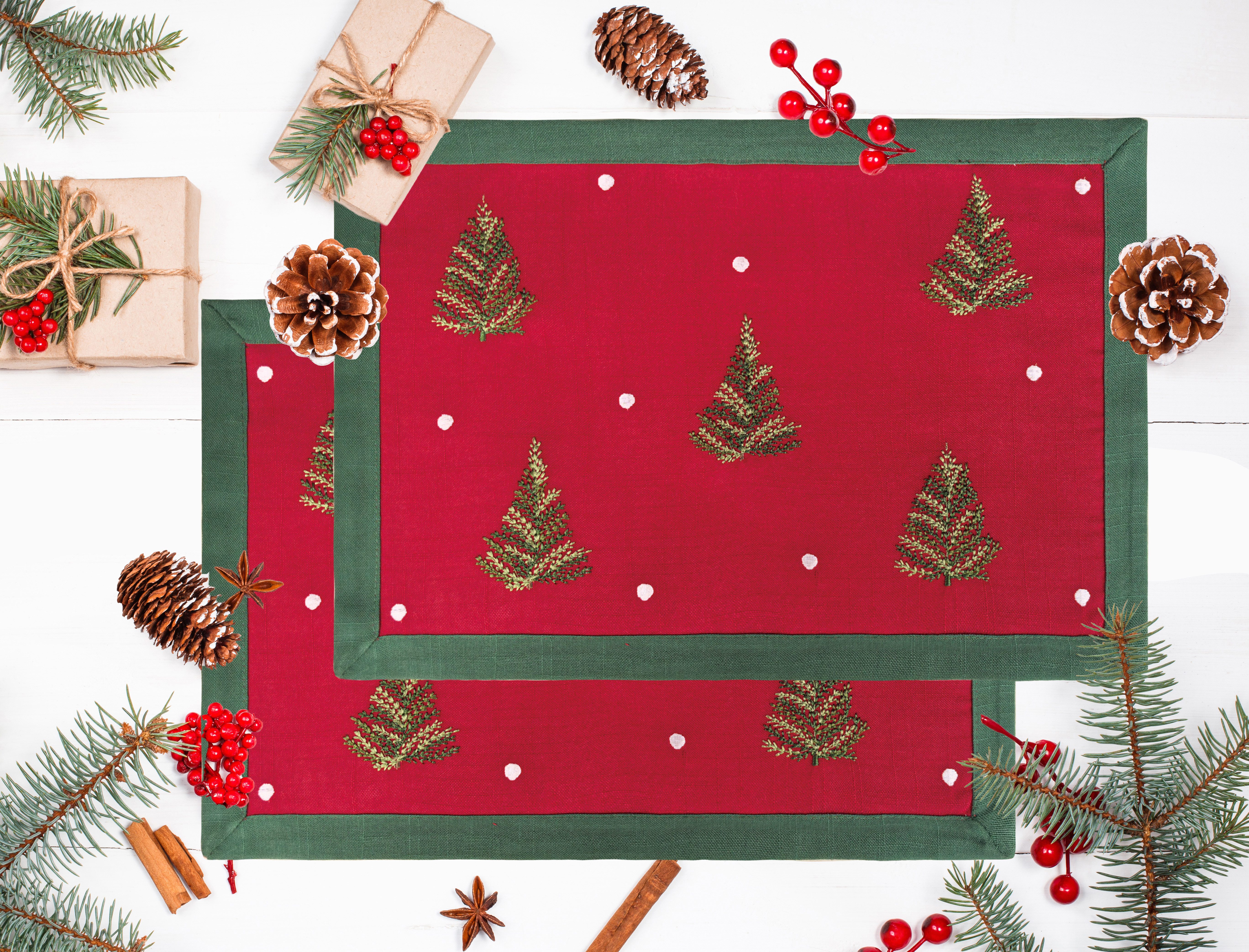 OTTO home Platzset Josselin, (Set, 2-St), Weihnachtlich, festlich, 2er Set, Wohnzimmer, Esszimmer