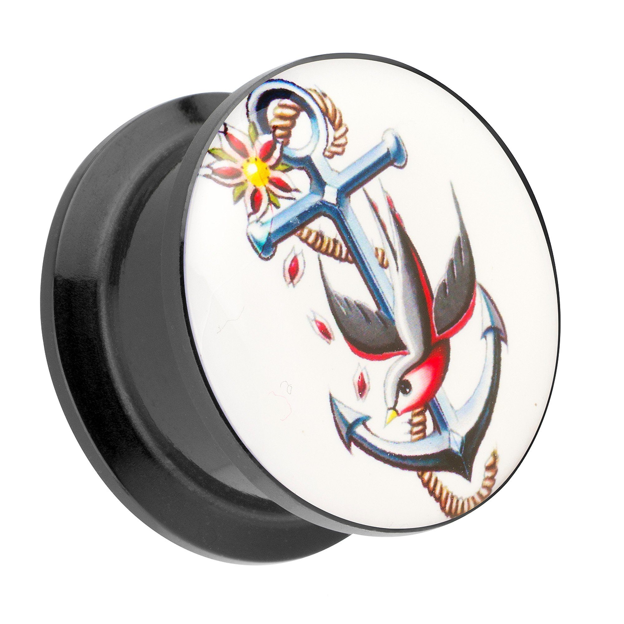 Plug Piercing Schraub Picture mit Anker Schwalbe Motiv