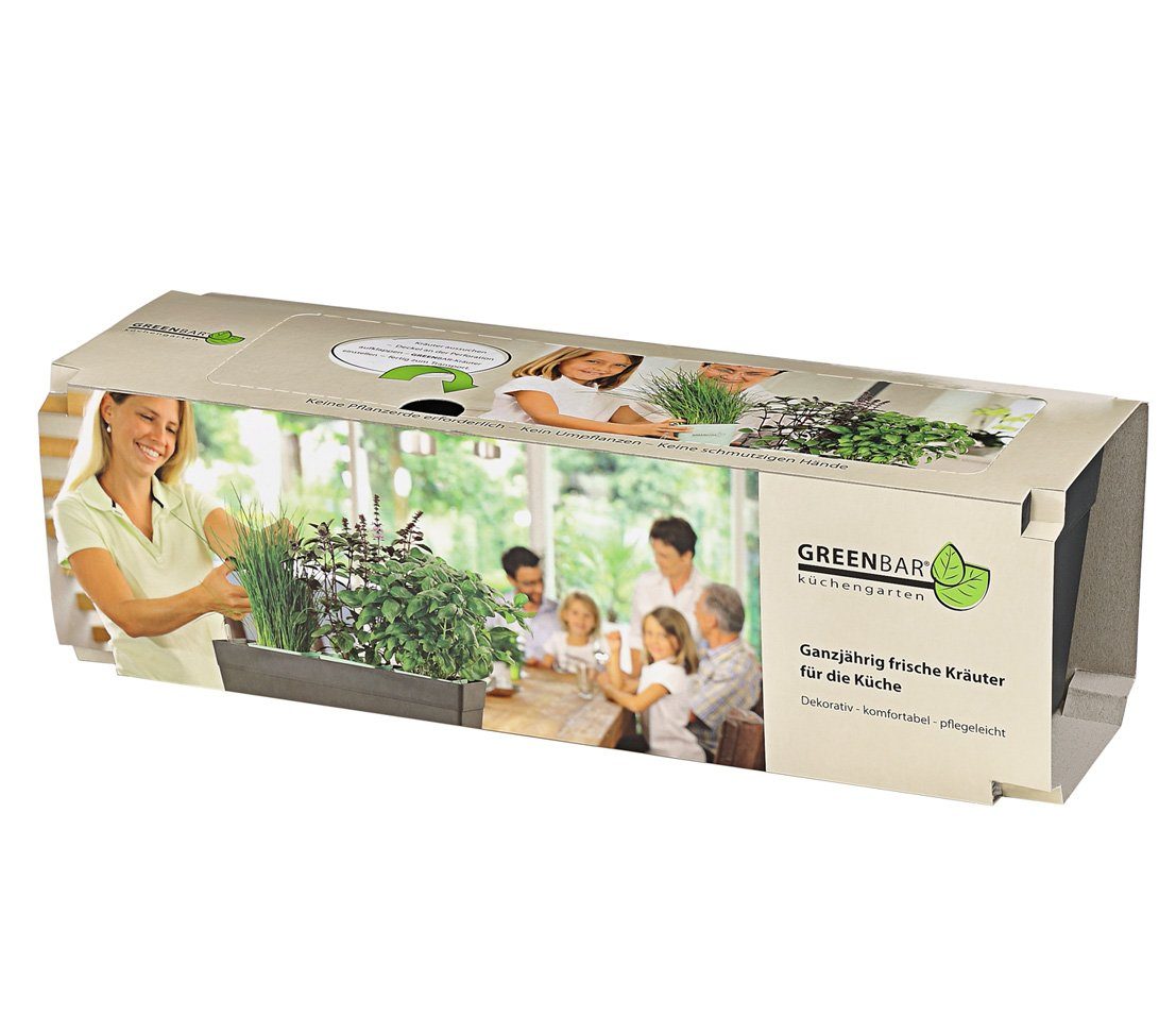 GREENBAR Kräutertopf Kräuterkasten, 48 x 16 x 15.5 cm, für 3 Kräutertöpfe, ganzjährig frische Küchenkräuter