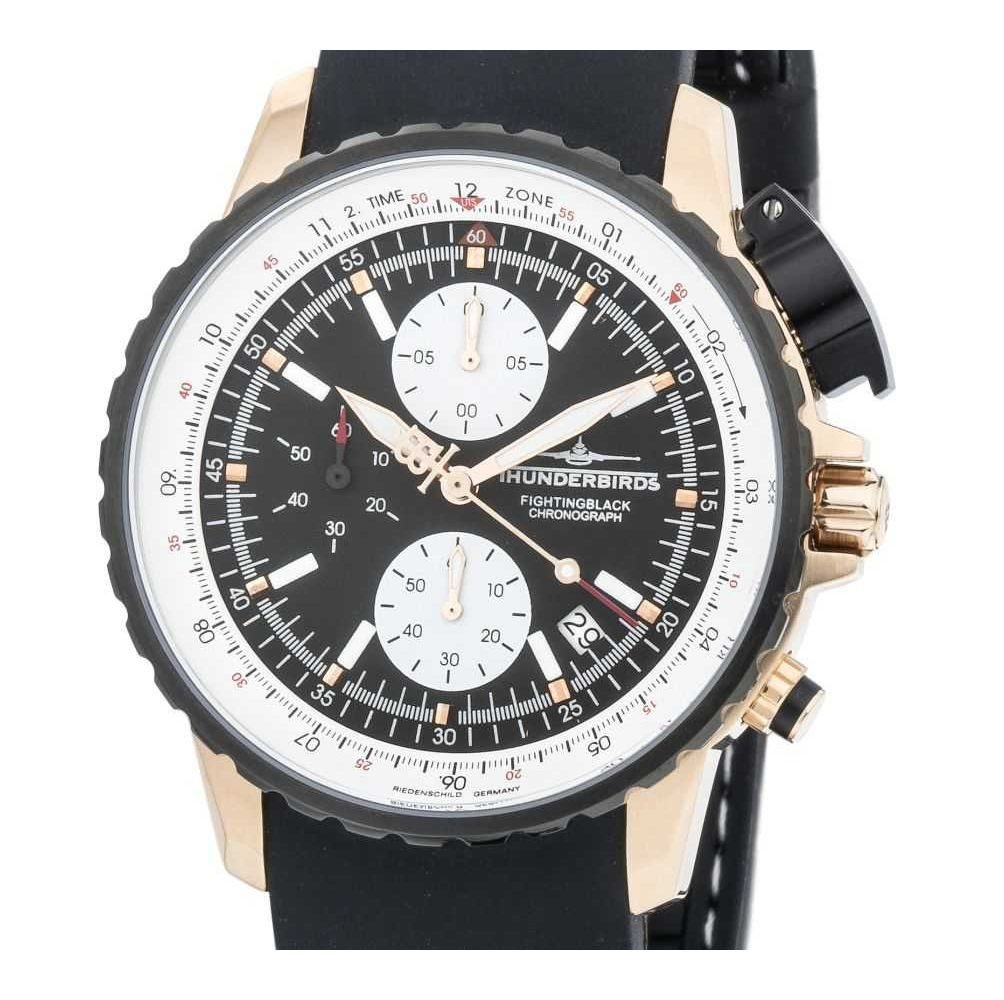 Thunderbirds Chronograph Fighting Black TB1057-02 Herrenuhr 43 mm Schwarz Silikonband