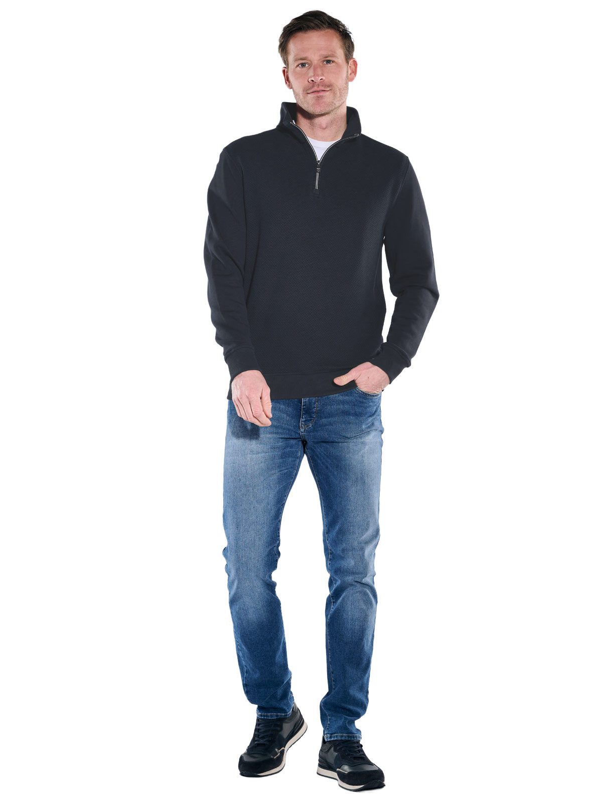 Engbers Sweatshirt Herren Sweatshirt Stehbund, Saphirblau