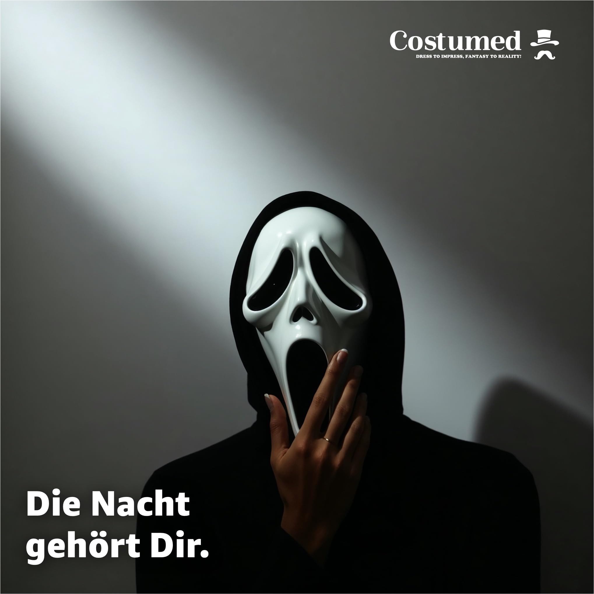 Costumed Verkleidungsmaske Scream Maske Kostümmaske - für Herren Halloween Kostüm Herren Maske, (Packung, 1-tlg)