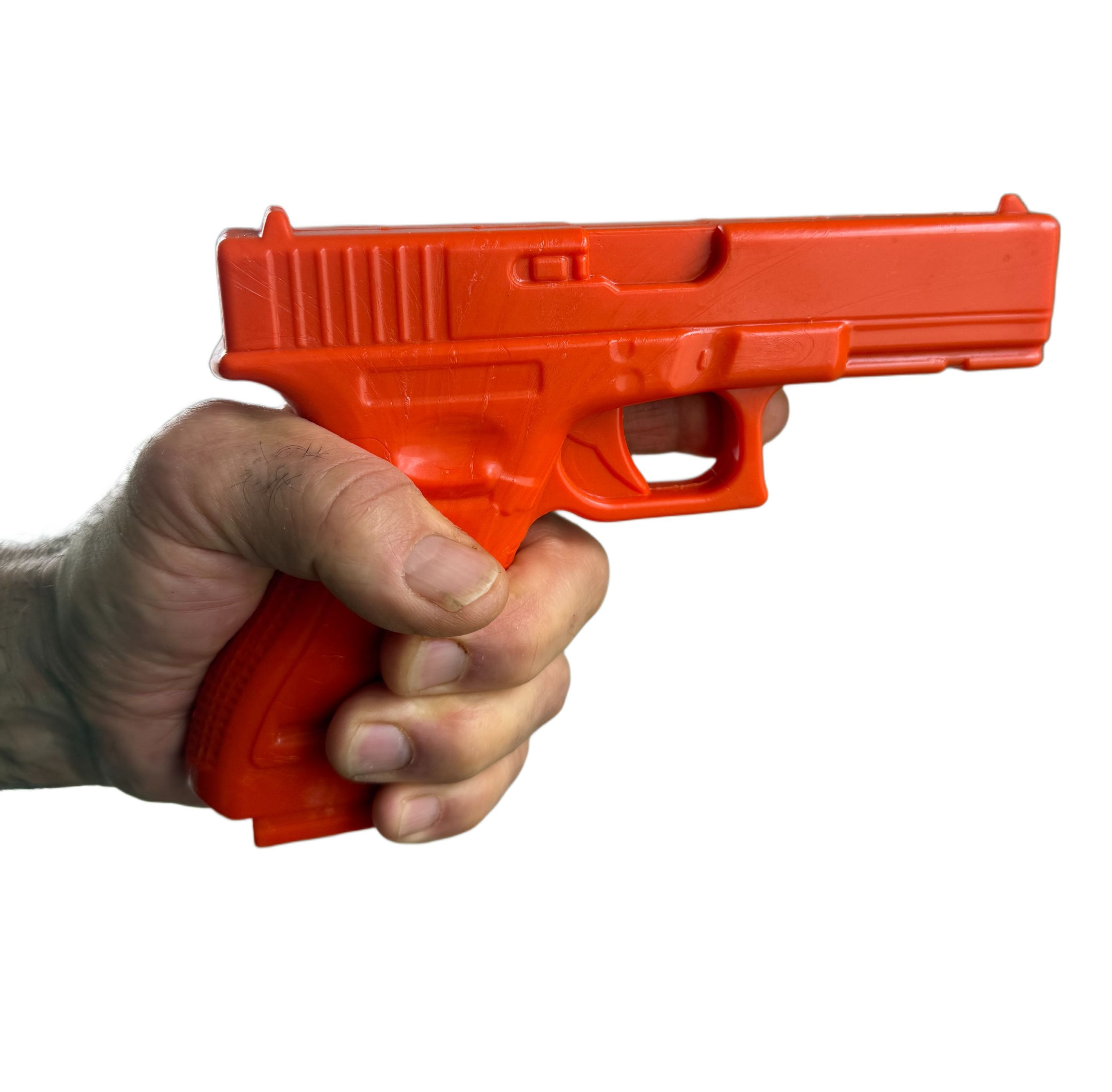 BAY-Sports Blaster Gummipistole Selbstverteidigung Ju-Jutsu SV Krav Maga Plastikpistole (Vollgummi Pistolen Imitat, orange), NeoGun Hartgummi Pistole für Übungen Trainingspistole robuste