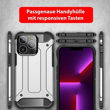 FITSU Handyhülle Outdoor Hülle für iPhone 13 Pro Max Schwarz, Robuste Handyhülle Outdoor Case stabile Schutzhülle mit Eckenschutz