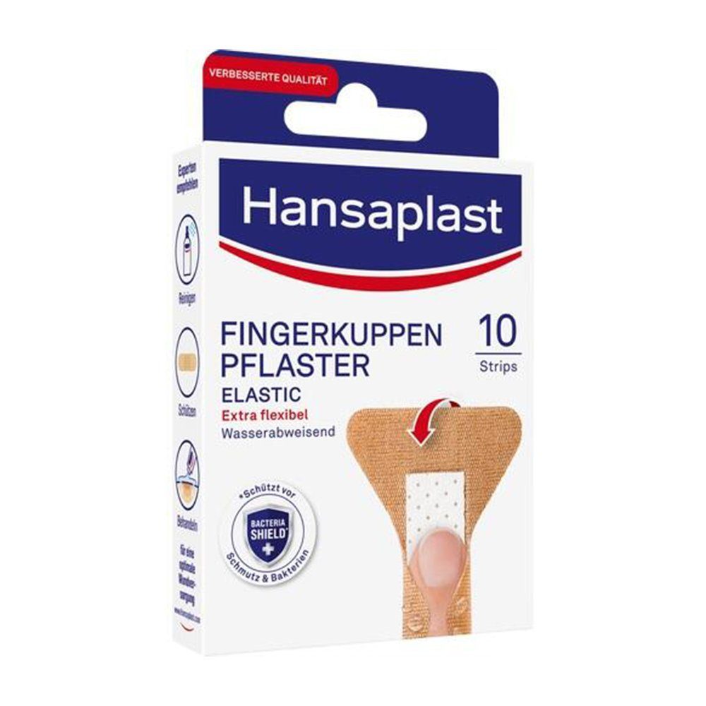Beiersdorf AG Eucerin Wundpflaster HANSAPLAST Elastic Fingerkuppen Pflasterstrips, 10 Stück (10x Fingerkuppenpflaster)
