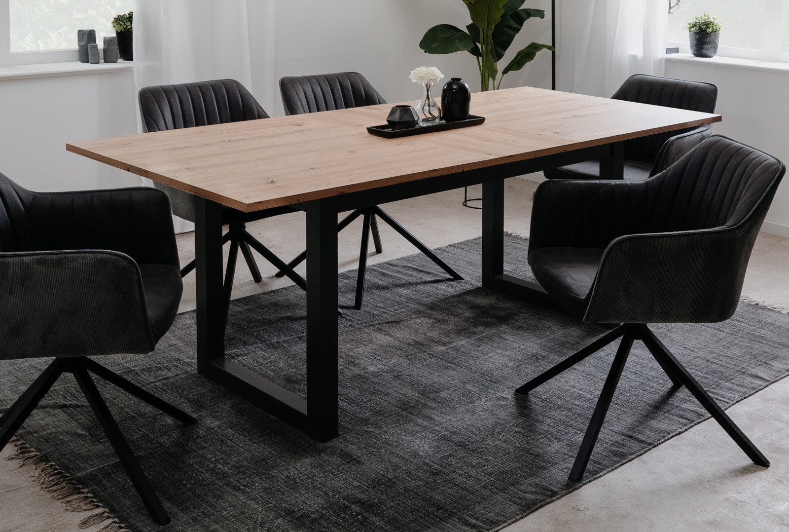 Furn.Design Esstisch Malta (Küchentisch in Eiche Artisan und Anthrazit, ausziehbar 160 - 200 cm), bis 8 Personen – Bild 3 von 5