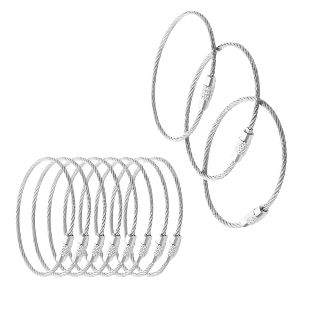 RACEL Schlüsselanhänger Schlüsselringe Edelstahl mit Edelstahldraht 100 mm x 1,5 mm 5–50 Stück (10-tlg)