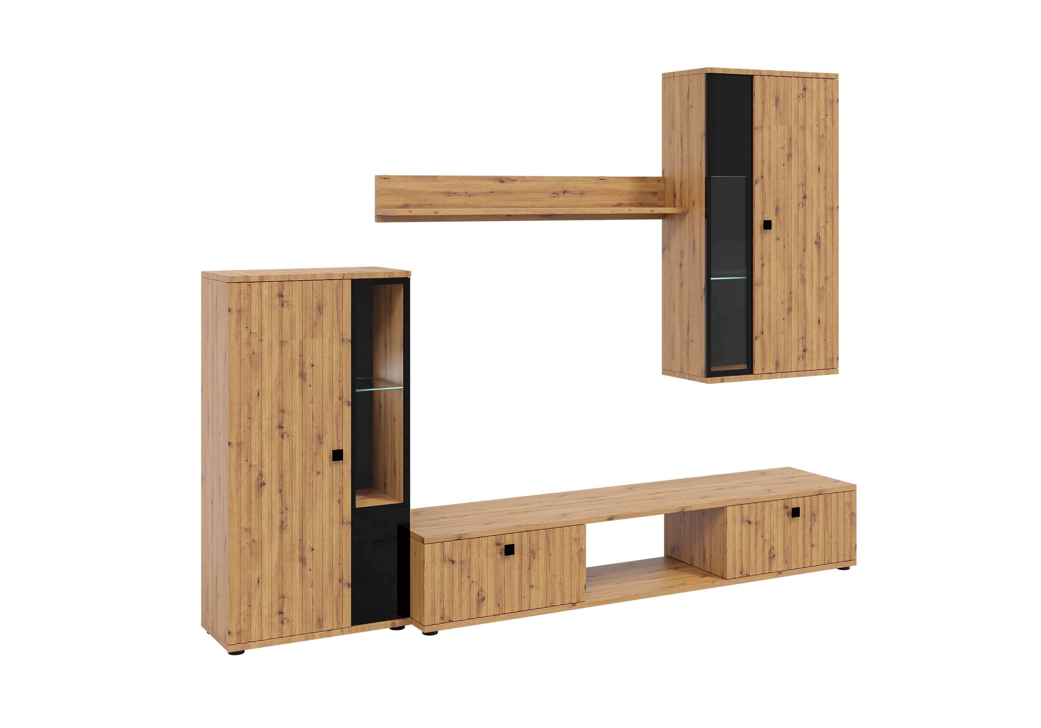 Artisan Furnix SARAI modern, Mediawand Türen teilverglaste mit TV-Schrank, Hochvitrine, (Set, 4-teilig Hängevitrine, Wandregal), Wohnwand