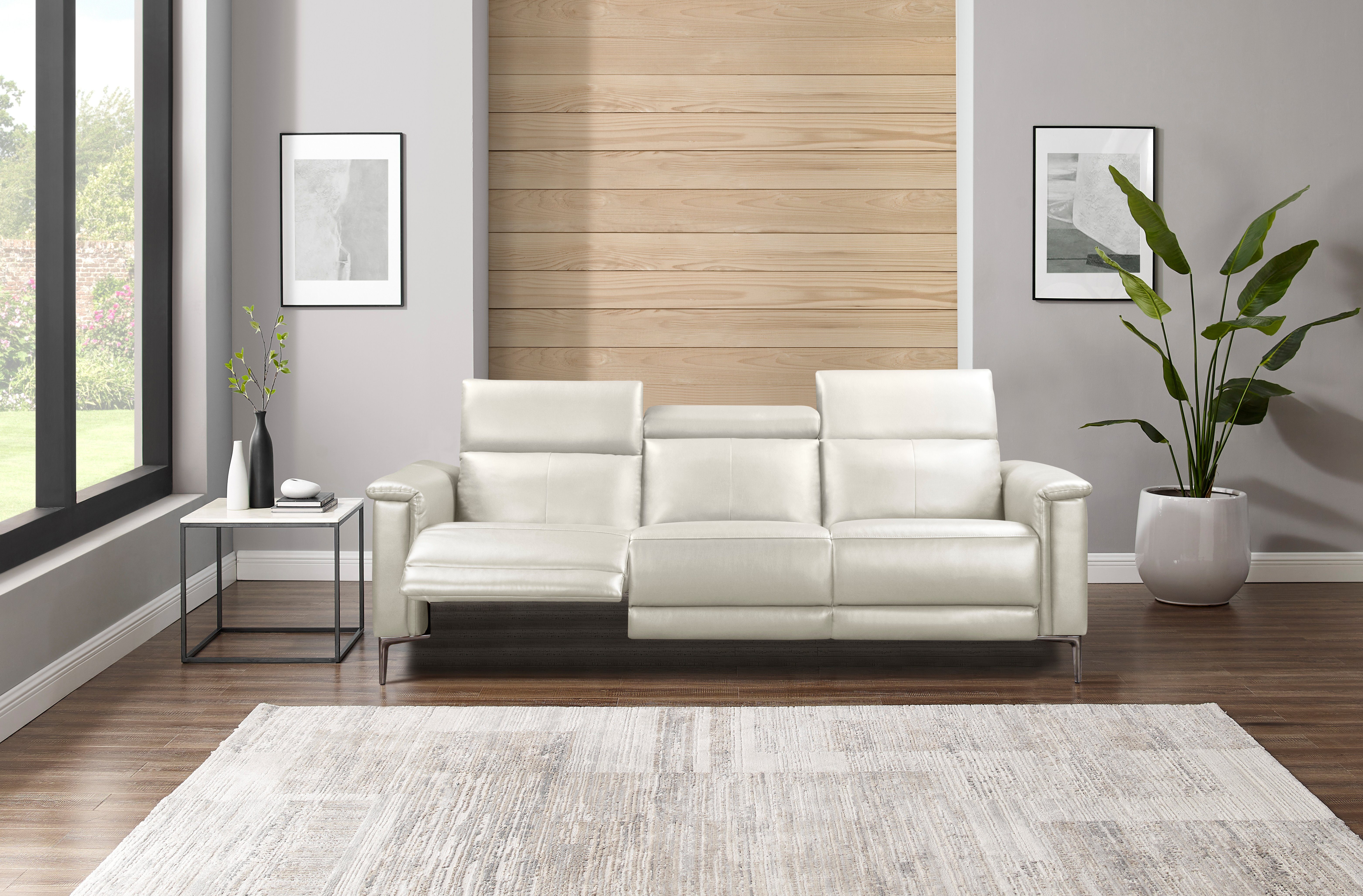 Home affaire 3-Sitzer Lund, mit manueller und elektrischer Relaxfunktion, in 2 Sitzen (links u. rechts), USB-C, Echtleder, Kunstleder, Webstoff