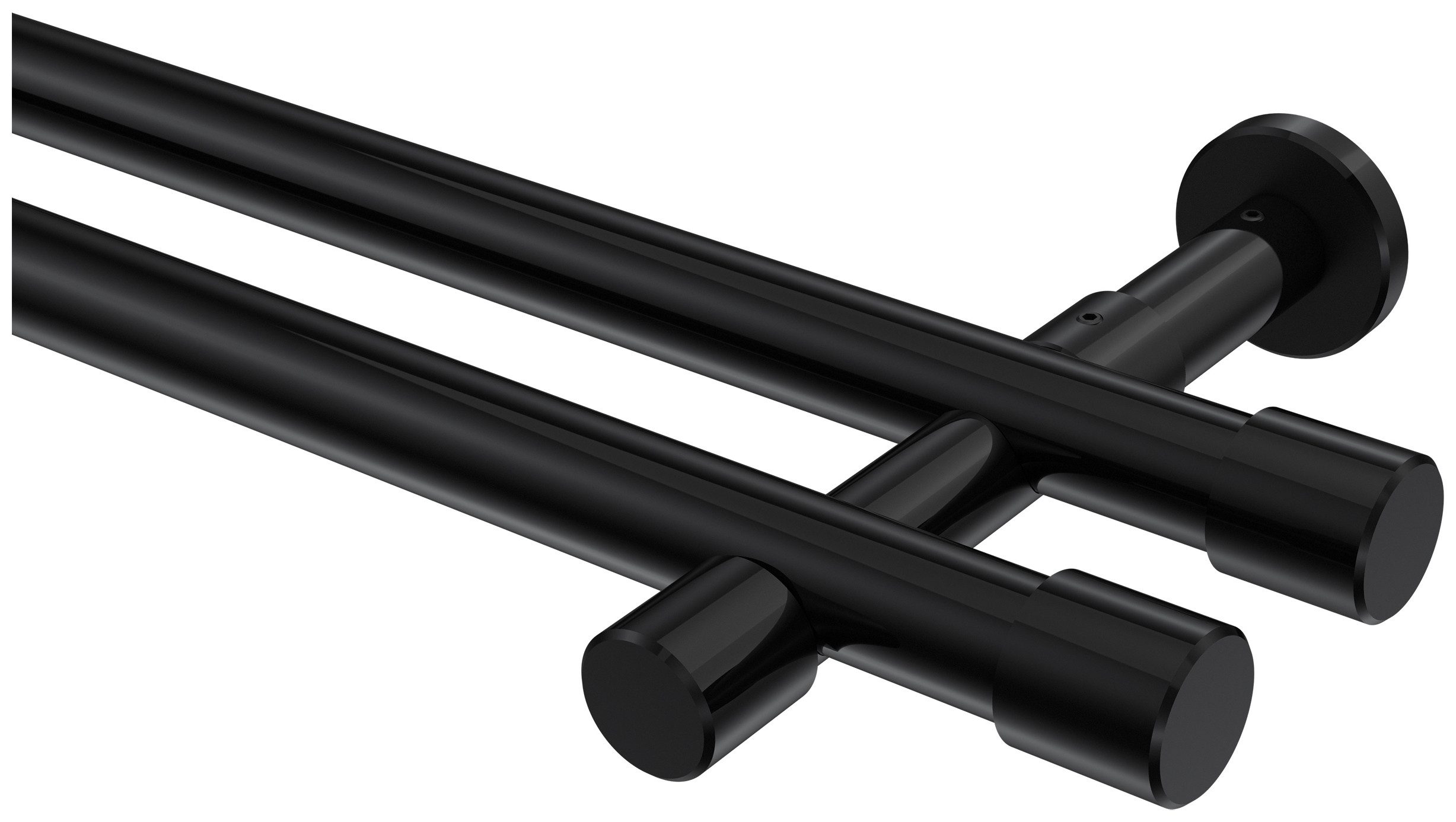 INTERDECO Gardinenstange Prestige Santo, Ø 20 mm, 2-läufig, Fixmaß, kürzbar, Wandmontage, Metall, Schwarz