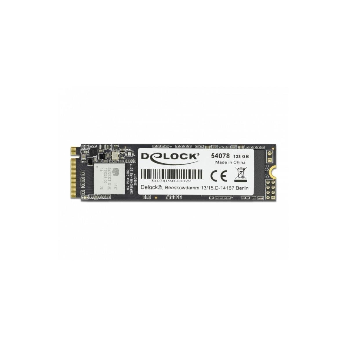 Delock 54078 - 128GB SSD, 3.3 Zoll, M.2 via NVMe interne HDD-Festplatte