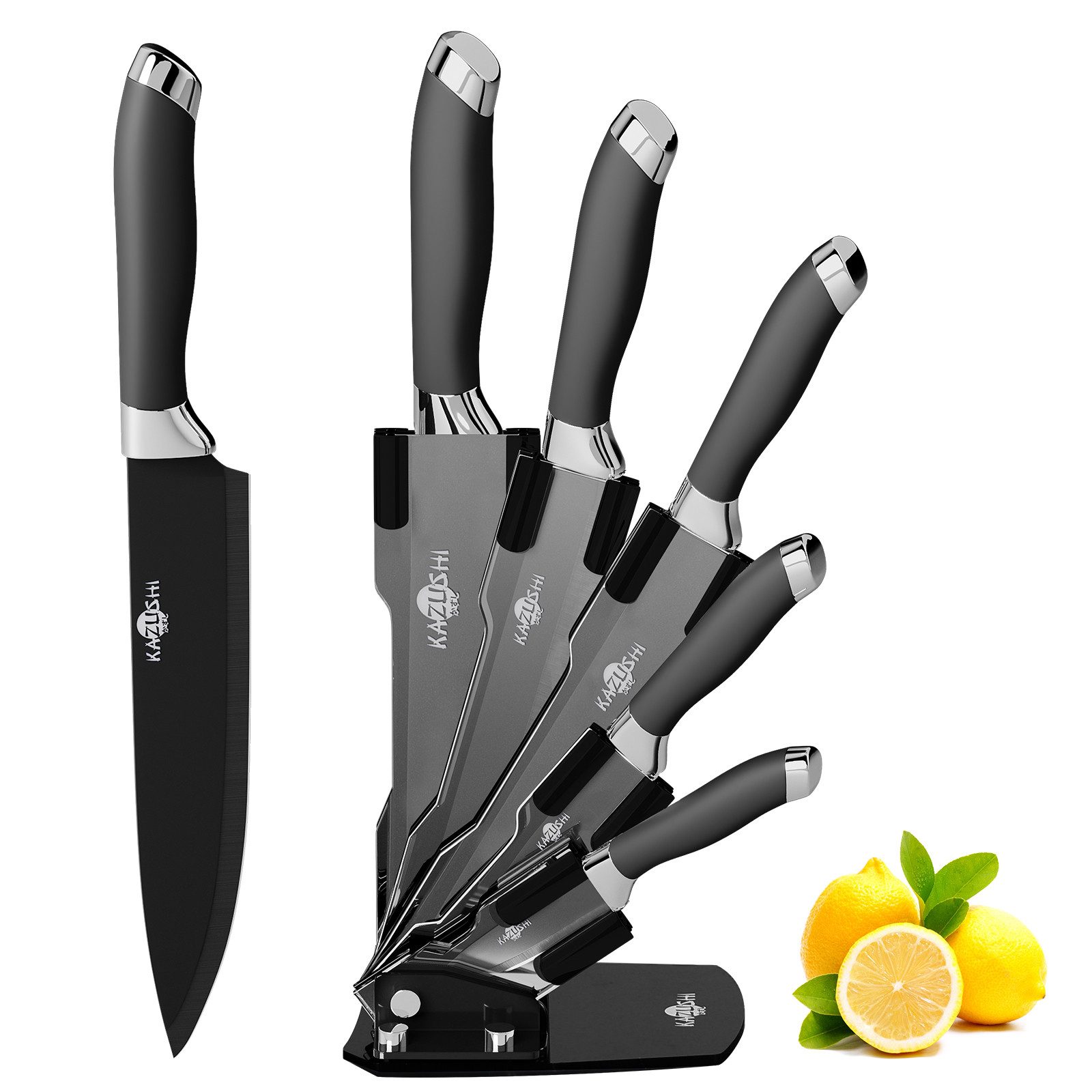 KAZUSHI Ножи-Set 9/ 8/7/6teilig Ножиblock Ножиset Küchenmesser Set Profi Kochmesser (6-tlg), Edelstahl hochwertiges SelbstschärfenMesser Küchenmesser Set