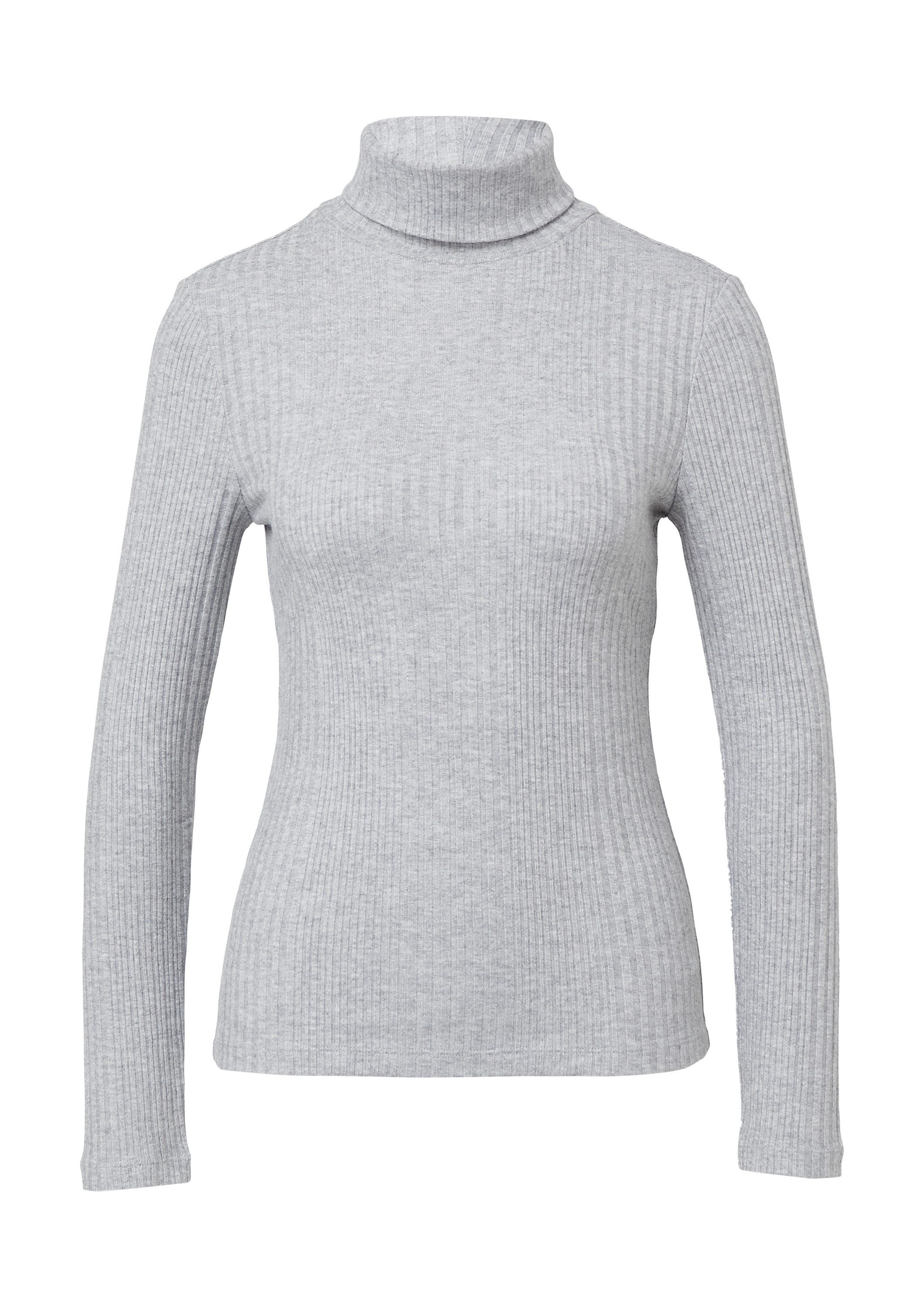 comma Langarmshirt T-Shirt Weiches Rippshirt mit Rollkragen im Slim Fit günstig online kaufen