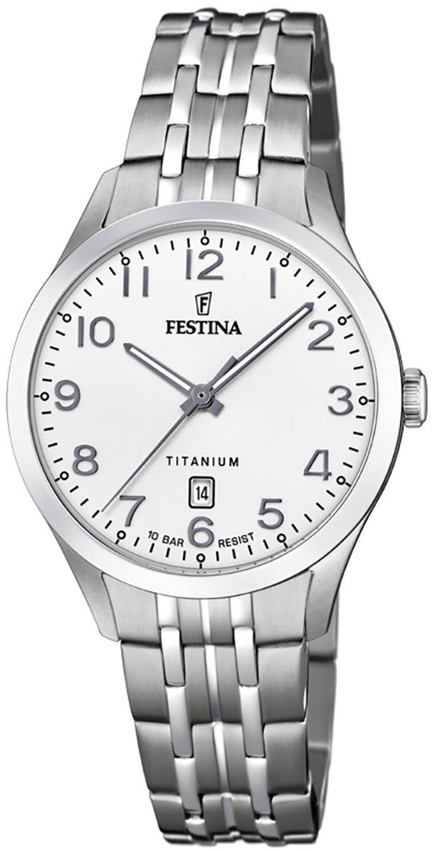 Festina Quarzuhr Festina Analog Damen Uhr F20468/1 Titan, Damen Armbanduhr rund, Titanarmband silber