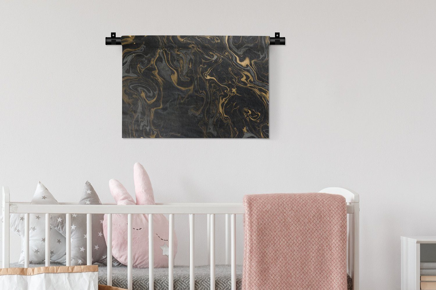 Grau - MuchoWow Marmoroptik Kinderzimmer für Marmor Luxus, - Kleid, - Textur Wohnzimmer, Gold - Wanddeko Wandbehang, - Wanddekoobjekt Schlafzimmer,