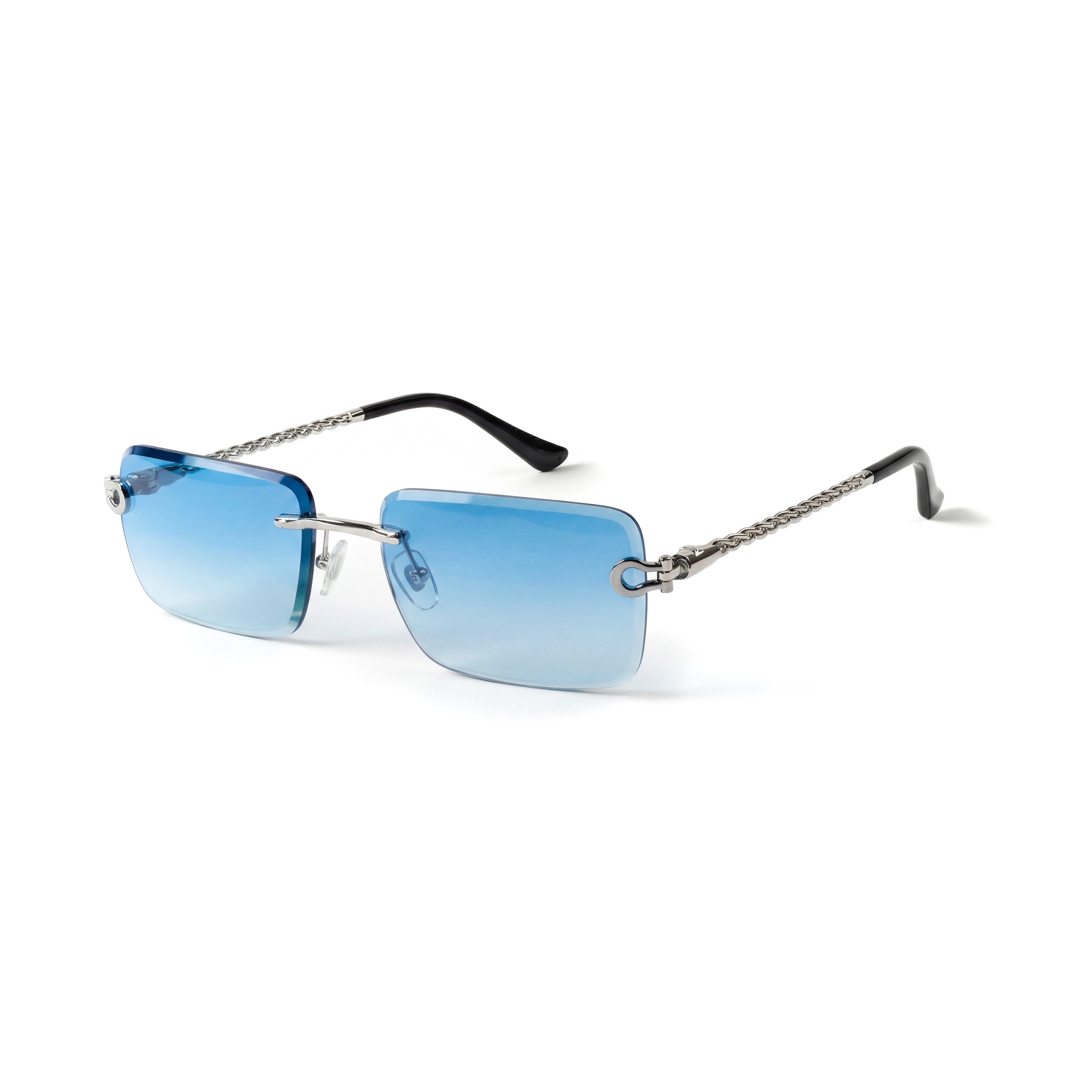 salazar.plus Sonnenbrille Premium Randlos Rechteckig Metallgestell Blau Braun Schwarz Grau Elegante randlose Metall-Sonnenbrille im modernen Rechteck-Design
