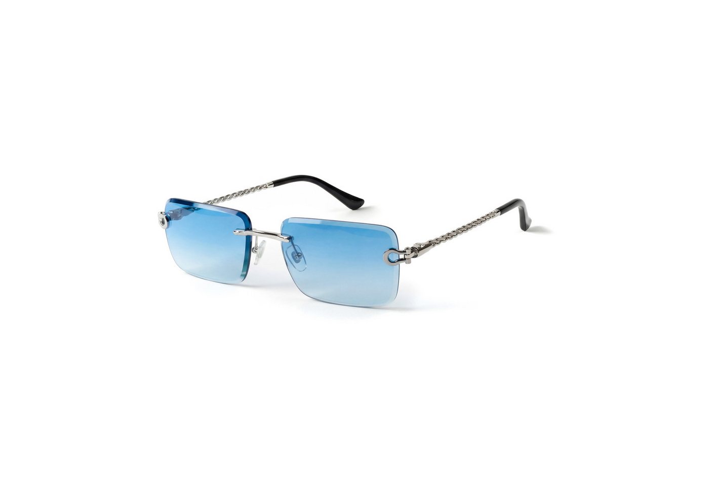 salazar.plus Sonnenbrille Premium Randlos Rechteckig Metallgestell Blau Braun Schwarz Grau Elegante randlose Metall-Sonnenbrille im modernen Rechteck-Design