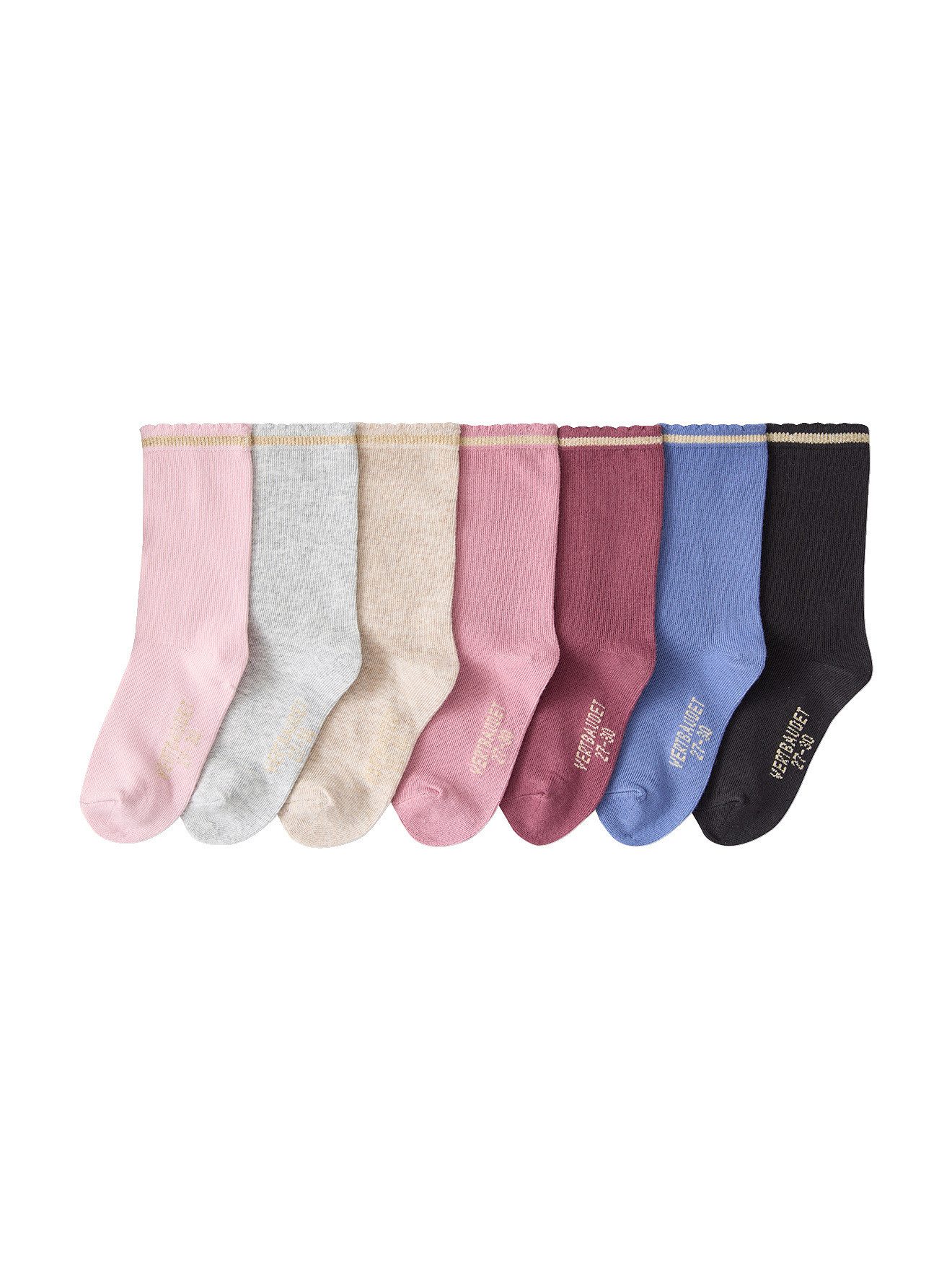 vertbaudet Socken Mädchen Socken, Glitzerstreifen BASIC 7er-Pack