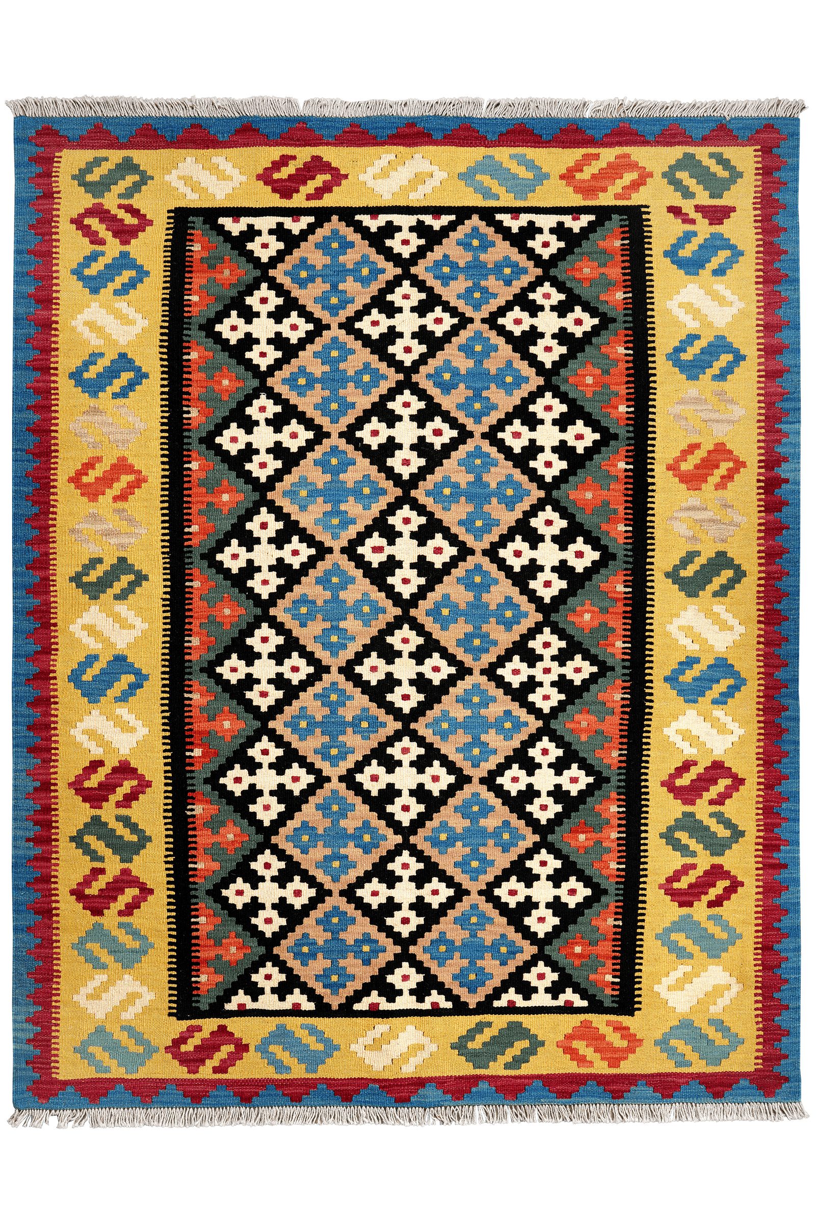 Looma Teppich Kelim Gashgai, rechteckig, Höhe: 5 mm, Gashgai, Schurwolle, Unikat