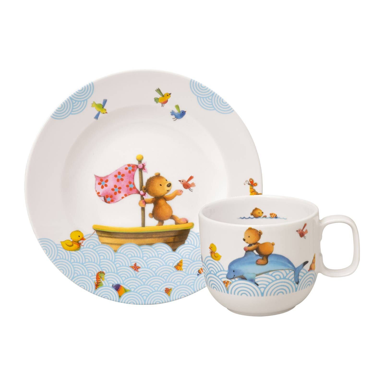 Villeroy & Boch Kindergeschirr-Set Happy as a Bear Frühstücksset 2er Set (2-tlg), 1 Personen, Porzellan