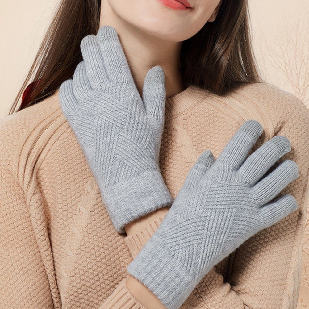 und Männer Frauen Winter für Fingerhandschuhe Touchscreen ManKle Strickhandschuhe Handschuhe Grau