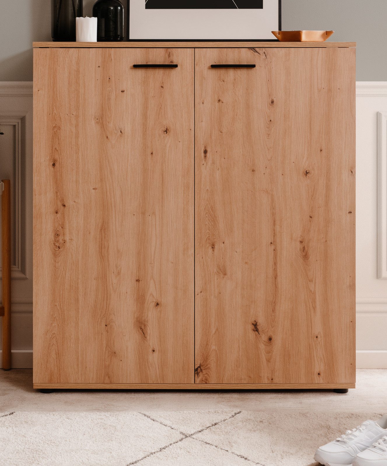 Furn.Design Schuhschrank Logu (Kommode in Eiche Artisan, ausklappbar, 100 x 110 cm) bis 24 Paar Schuhe
