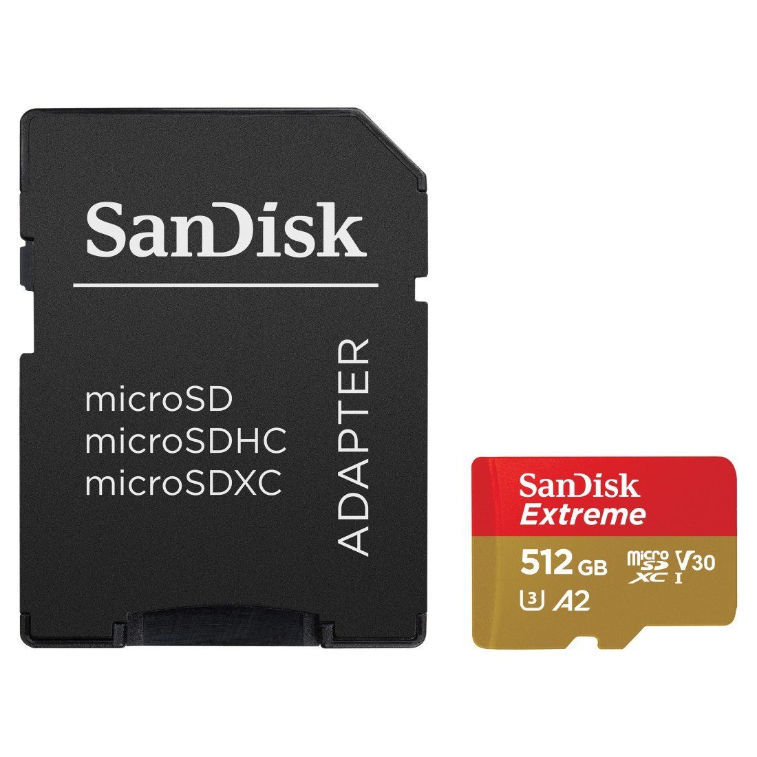 Sandisk microSDXC Extreme, Adapter, 1 Jahr RescuePRO Deluxe Speicherkarte (512 GB, UHS Class 3, 190 MB/s Lesegeschwindigkeit)