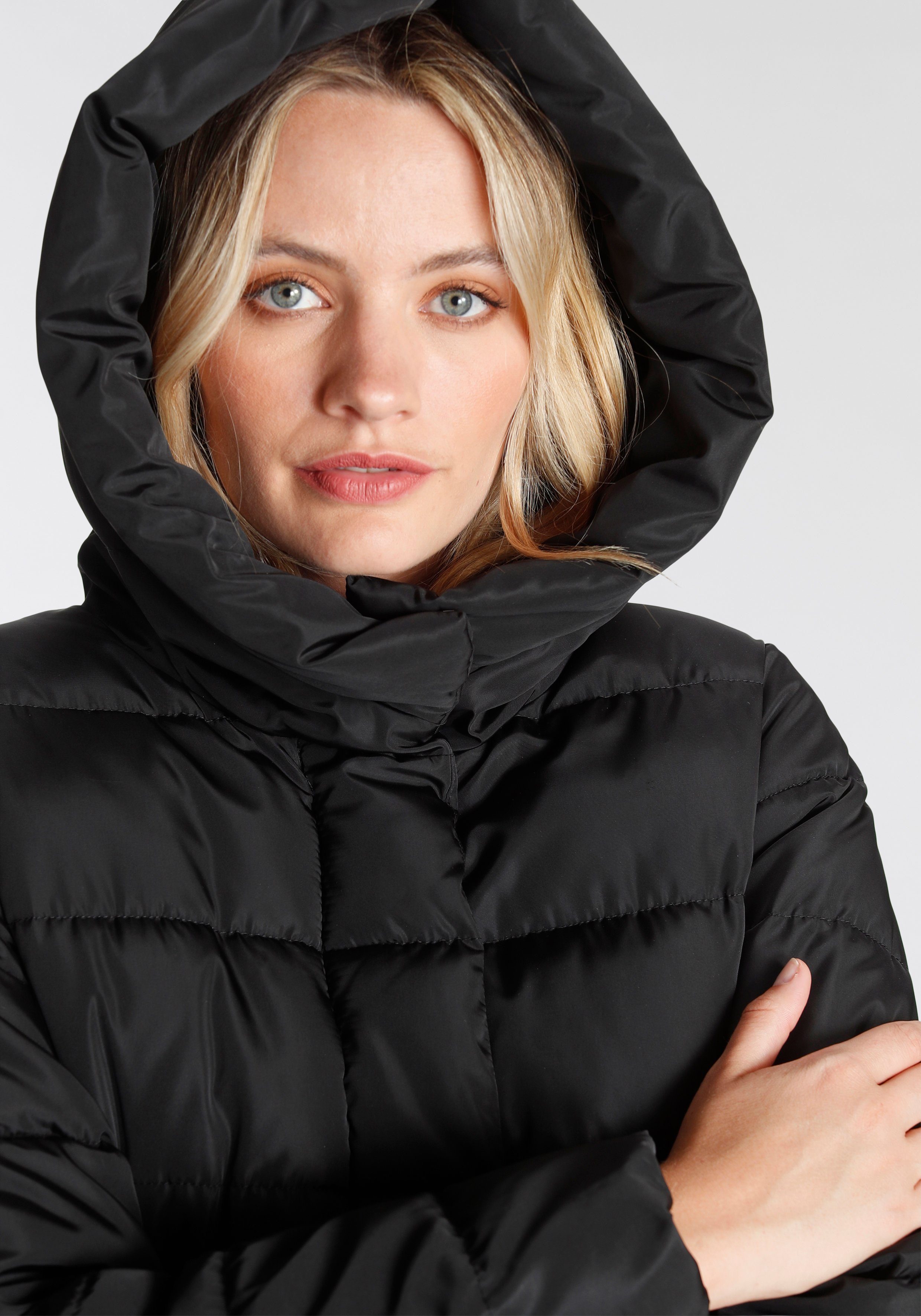 ONLY Steppmantel ONLTINA Kapuze mit LONG X Black OTW COAT PUFFER