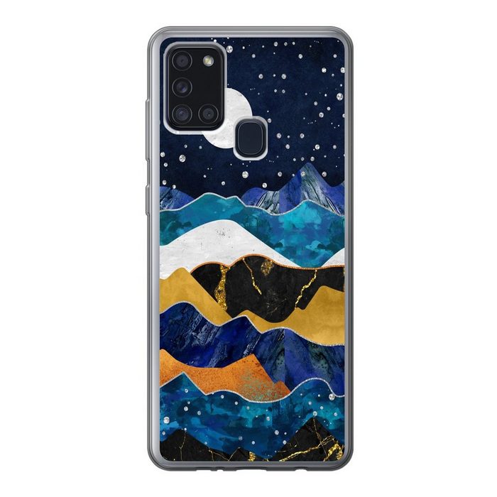 MuchoWow Handyhülle Nacht - Gold - Marmor - Abstrakt - Landschaft - Berg Handyhülle Samsung Galaxy A21s Smartphone-Bumper Print Handy