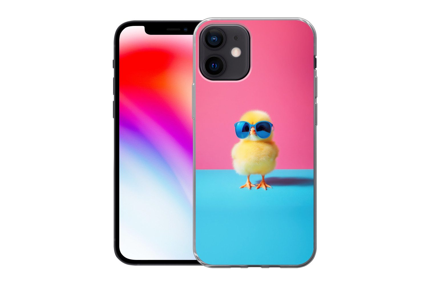 MuchoWow Handyhülle für Apple iPhone 12 Chick - Sonnenbrille - Blau, Smartphone-Bumper, Print, Handy Schutzhülle Dünn