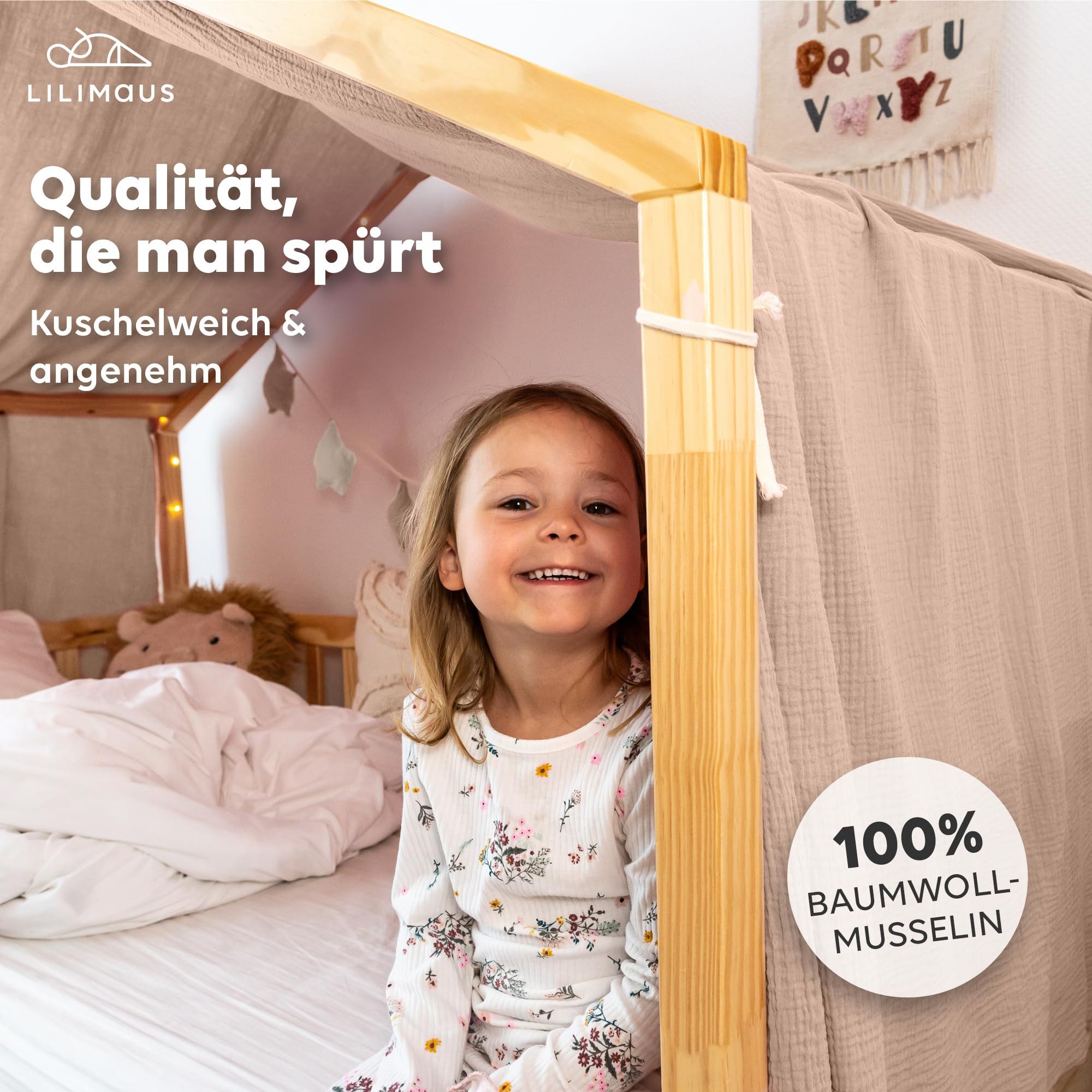 lilimaus Betthimmel Hausbetthimmel aus Musselin - Hausbett Deko für Mädchen günstig online kaufen