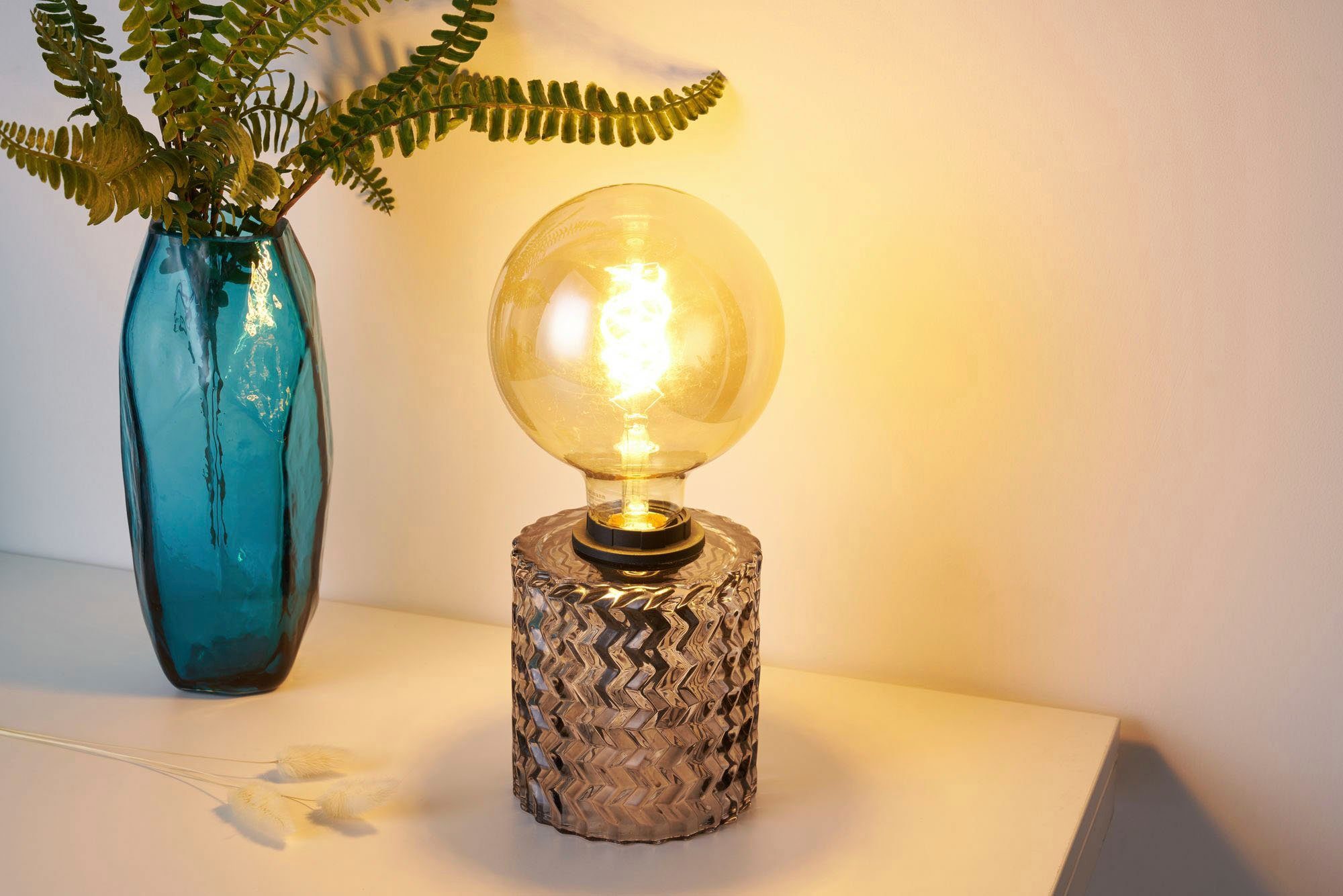 Pauleen Tischleuchte Crystal Smoke, ohne Leuchtmittel, E27, Rauchglas Schwa günstig online kaufen