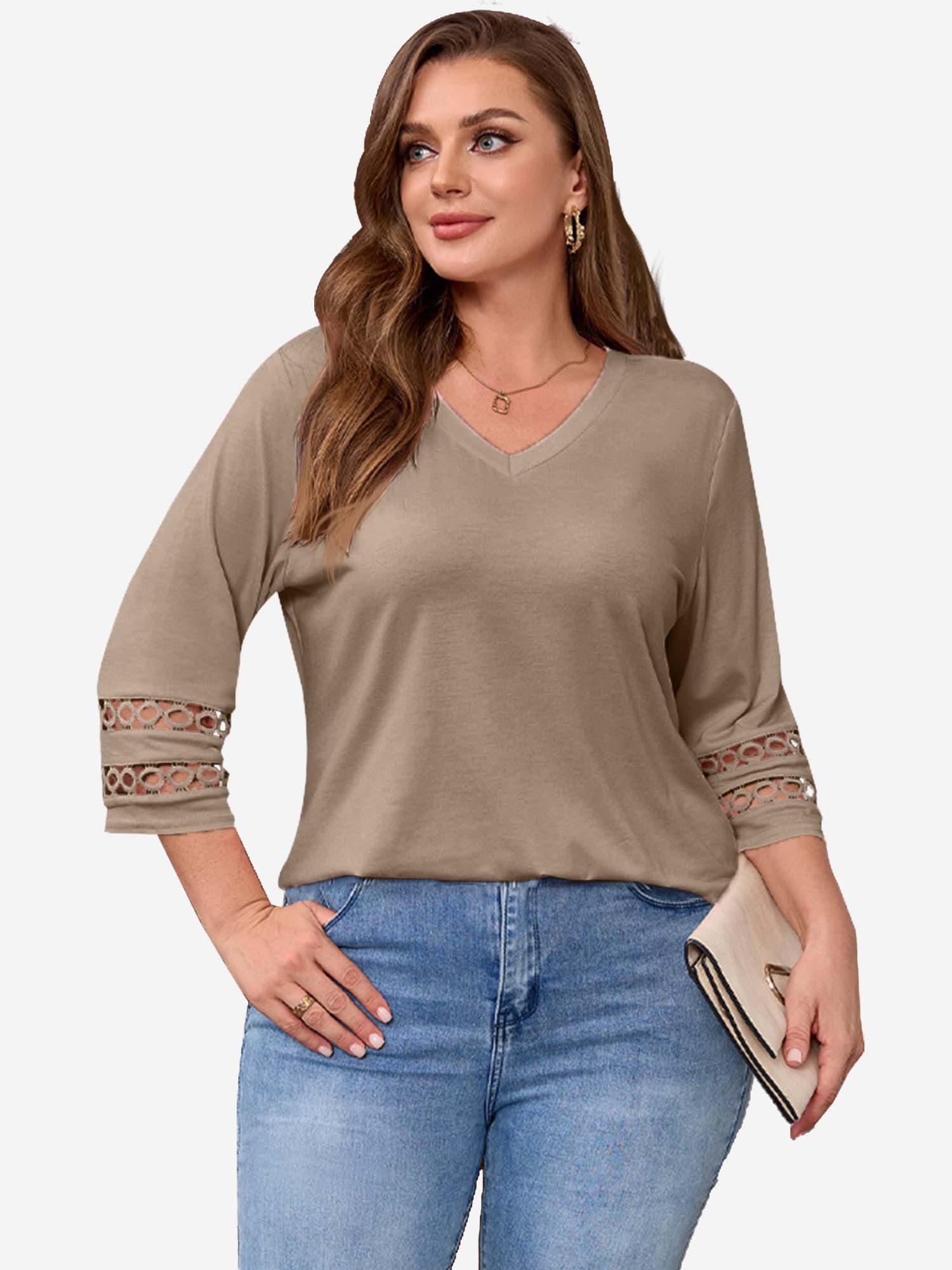 Imily Bela T-Shirt Damen 3/4-Ärmel Hemd in großen Größen (Packung, 1-tlg., günstig online kaufen