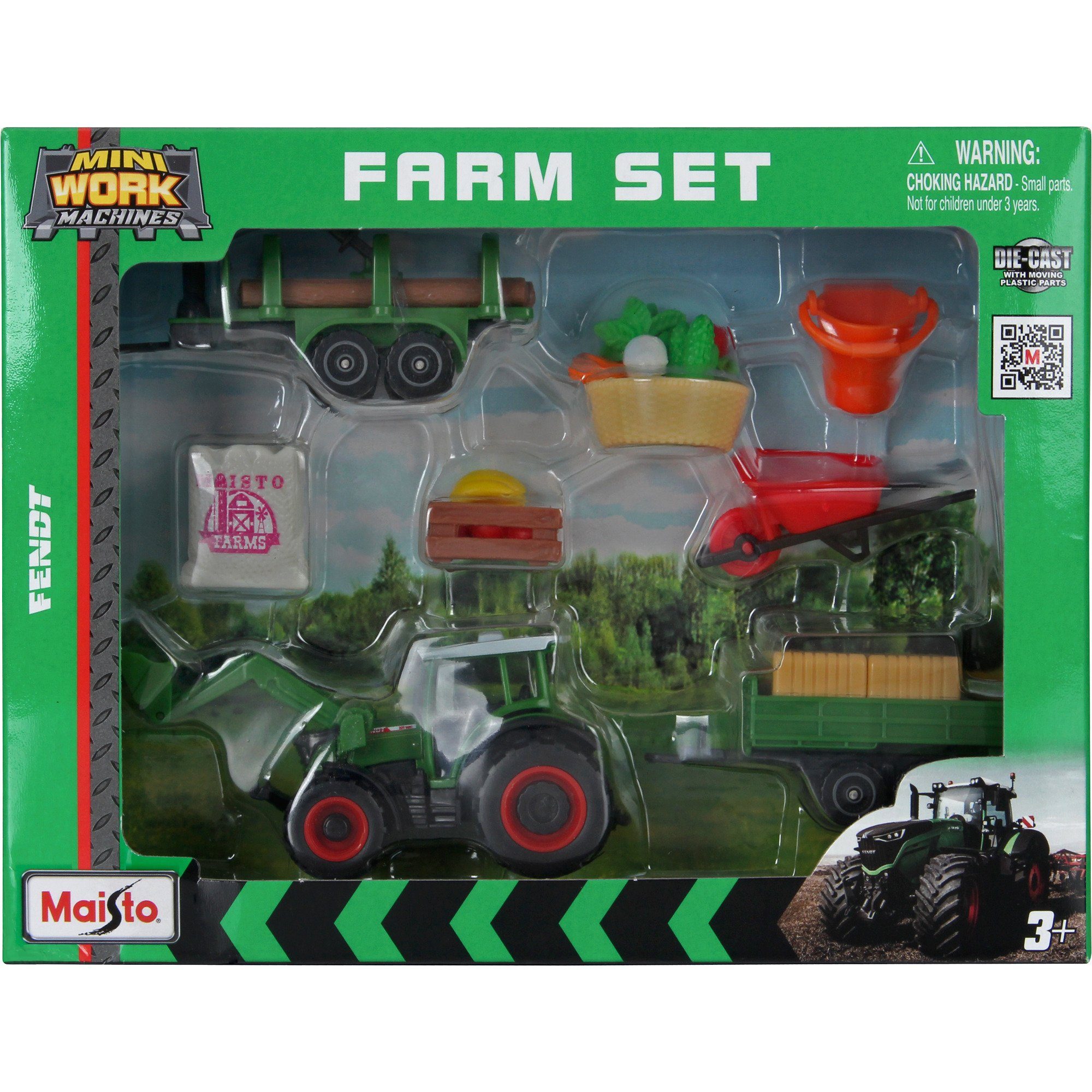Maisto® Modellauto Mini Work Machines Fendt Farm Play Set