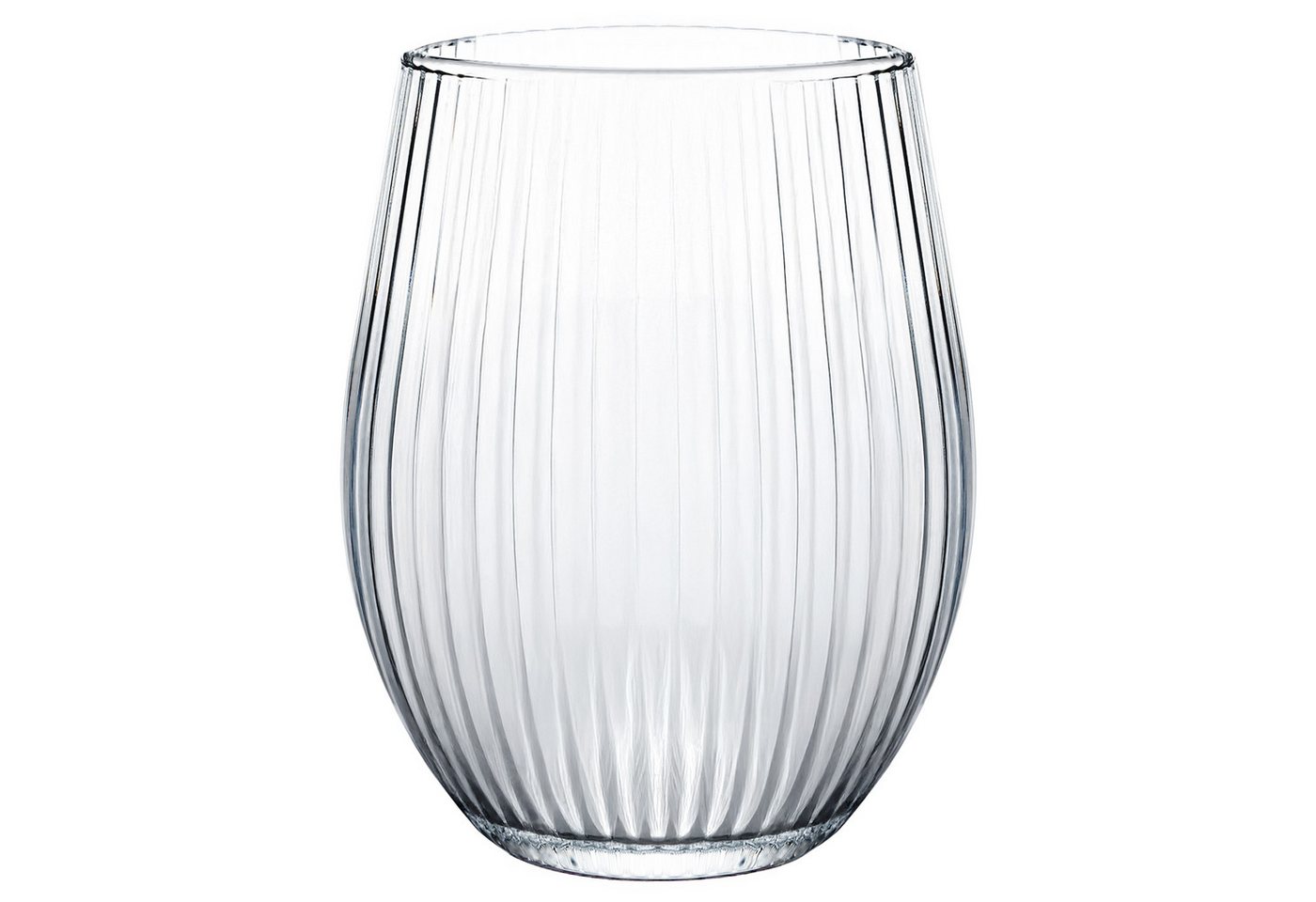 KONZEPT Gläser-Set Geriffelte Glas 500 ml, Trinkgläser, Wassergläser spülmaschinenfest, 4-tlg., Gläser mit ihrer abgerundeten Form