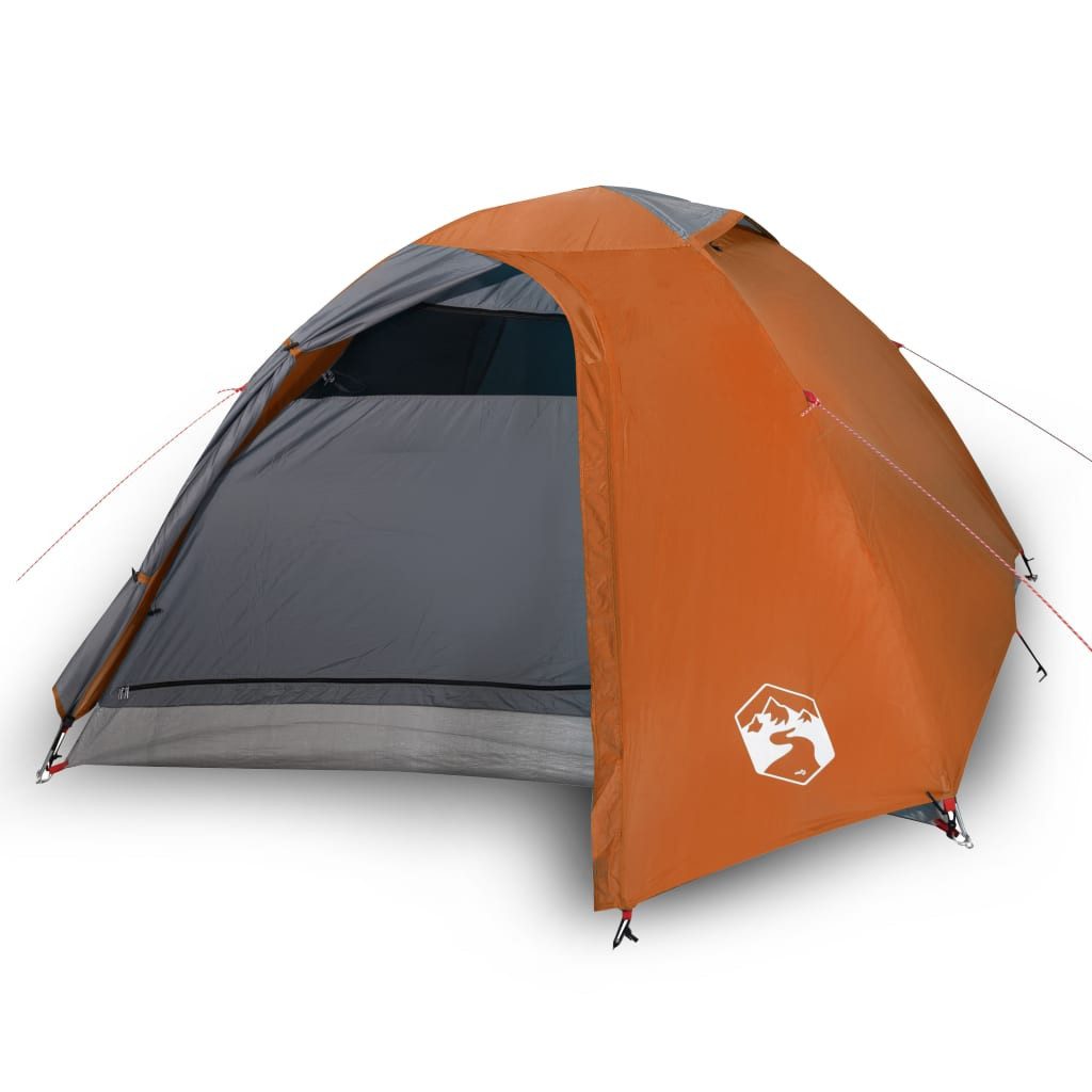 vidaXL Vorzelt Kuppel-Campingzelt 4 Personen Grau und Orange Wasserdicht, (1 tlg)