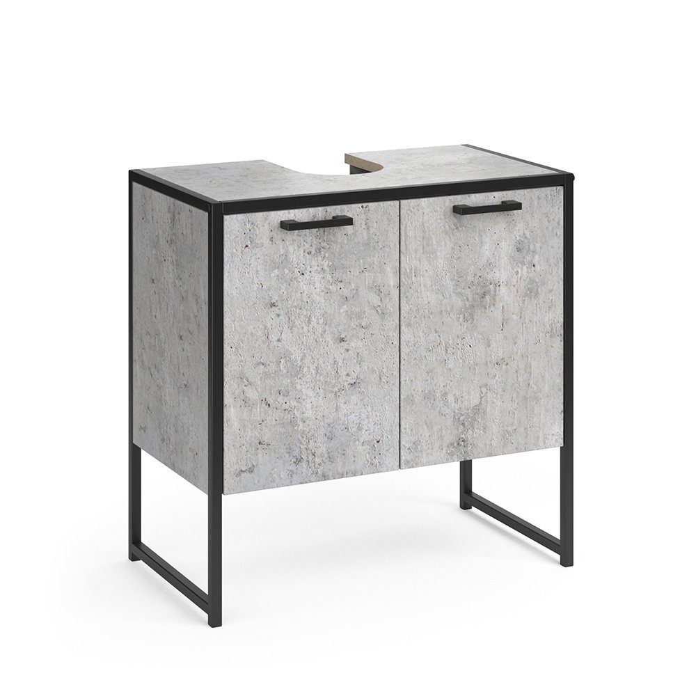 Waschbeckenunterschrank Fyrk, Beton/Schwarz, 60 x 60 cm