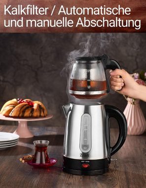 Zilan Wasserkocher Teekocher ZLN-3581, 1,7 l, 2200 W, Warmhaltefunktion, Edelstahl, BPA-frei